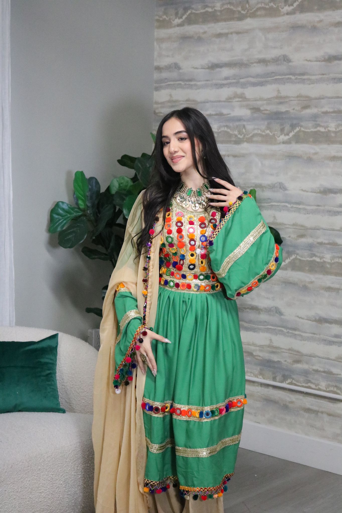 Nadia Afghan Kuchi Dress (green)