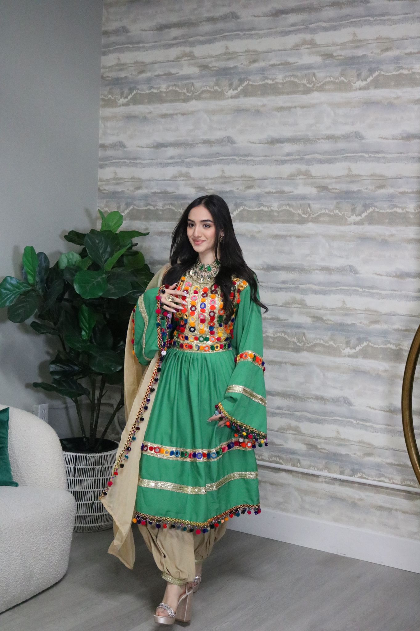 Nadia Afghan Kuchi Dress (green)