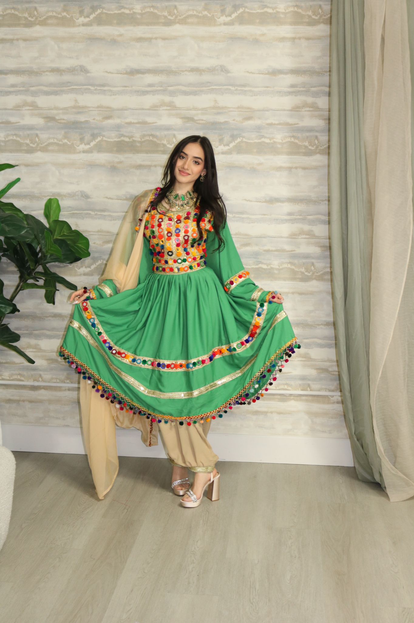 Nadia Afghan Kuchi Dress (green)