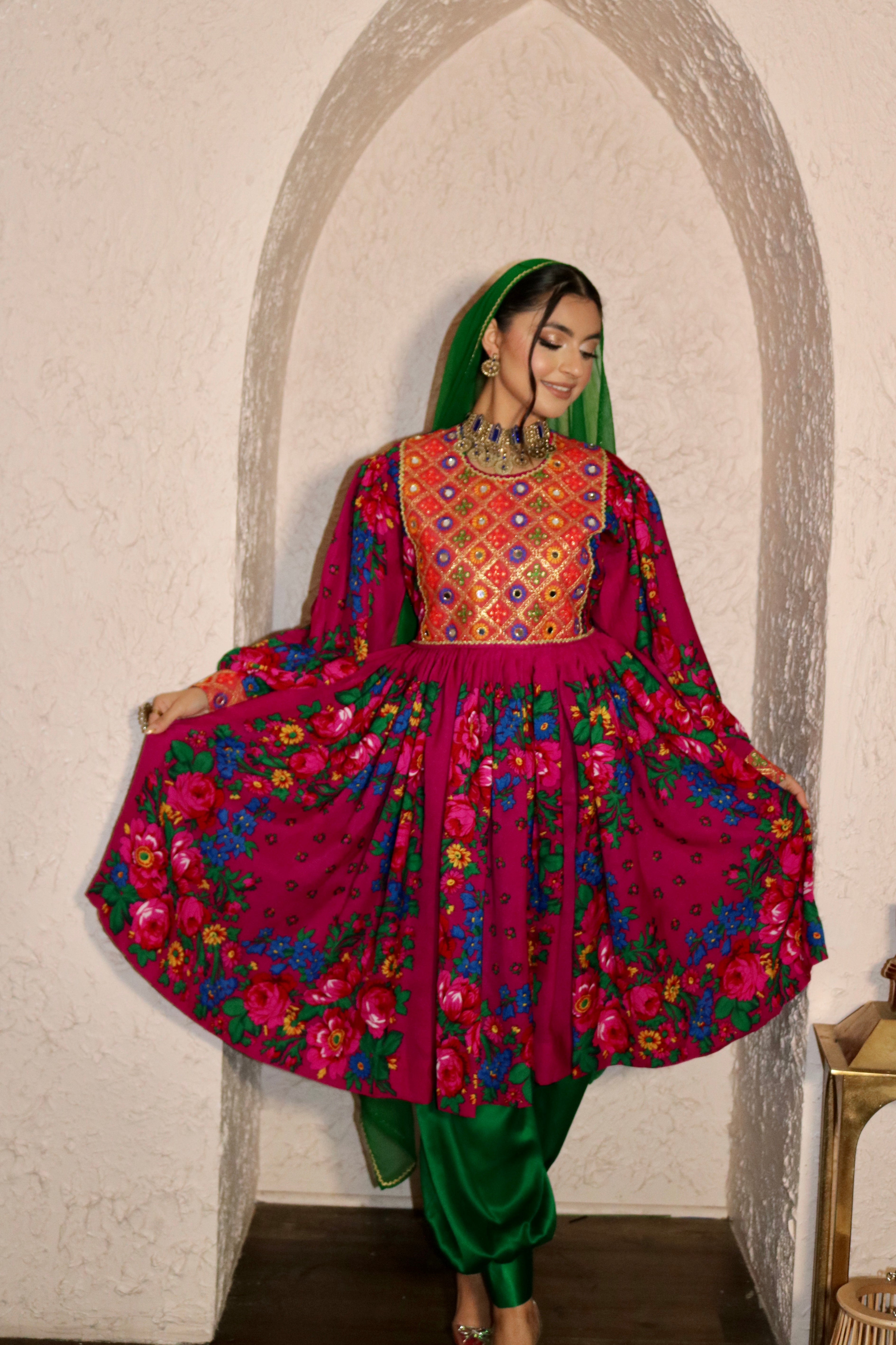 Morsal Afghan Kuchi Dress (pink)