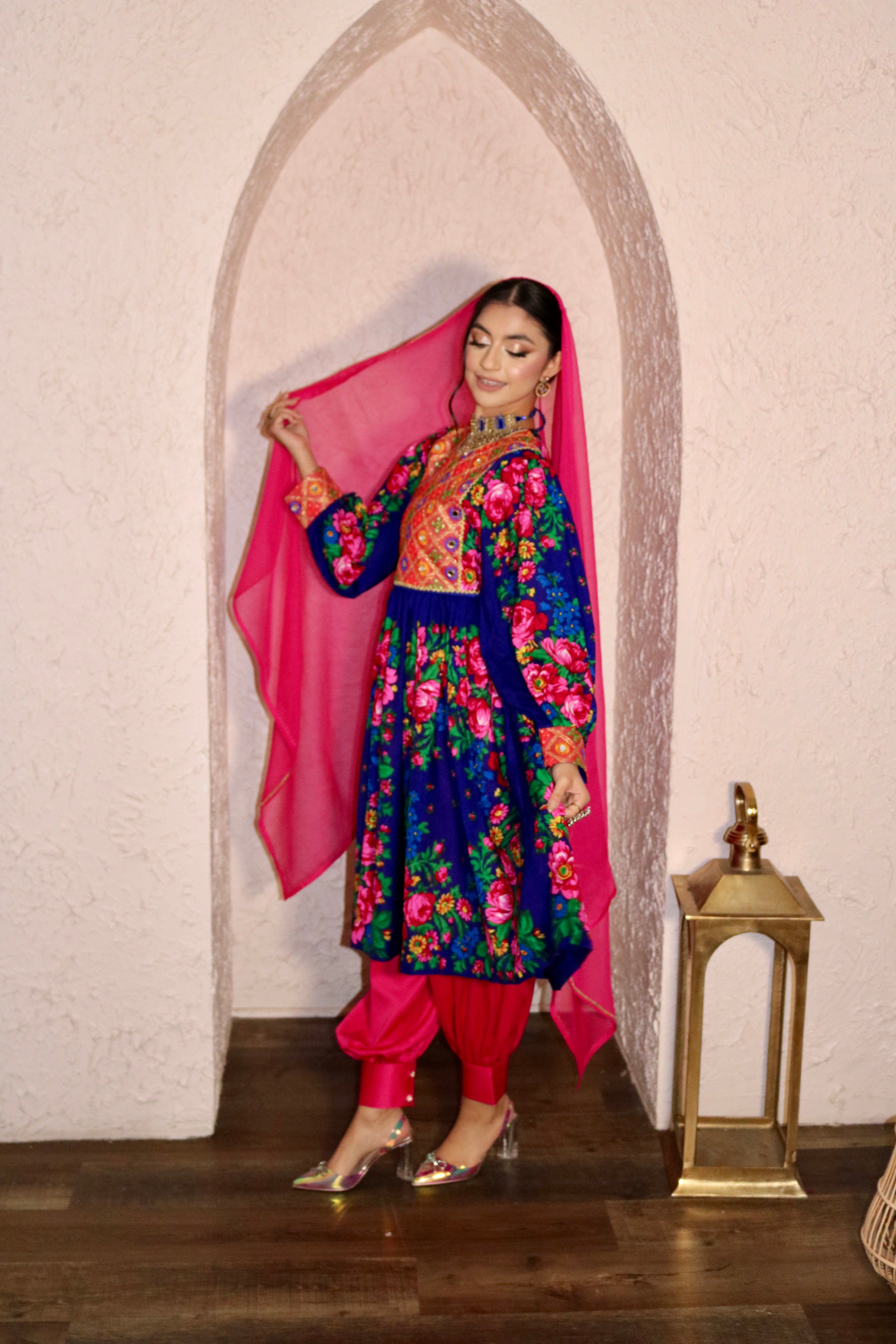 Morsal Afghan Kuchi Dress (royal blue)