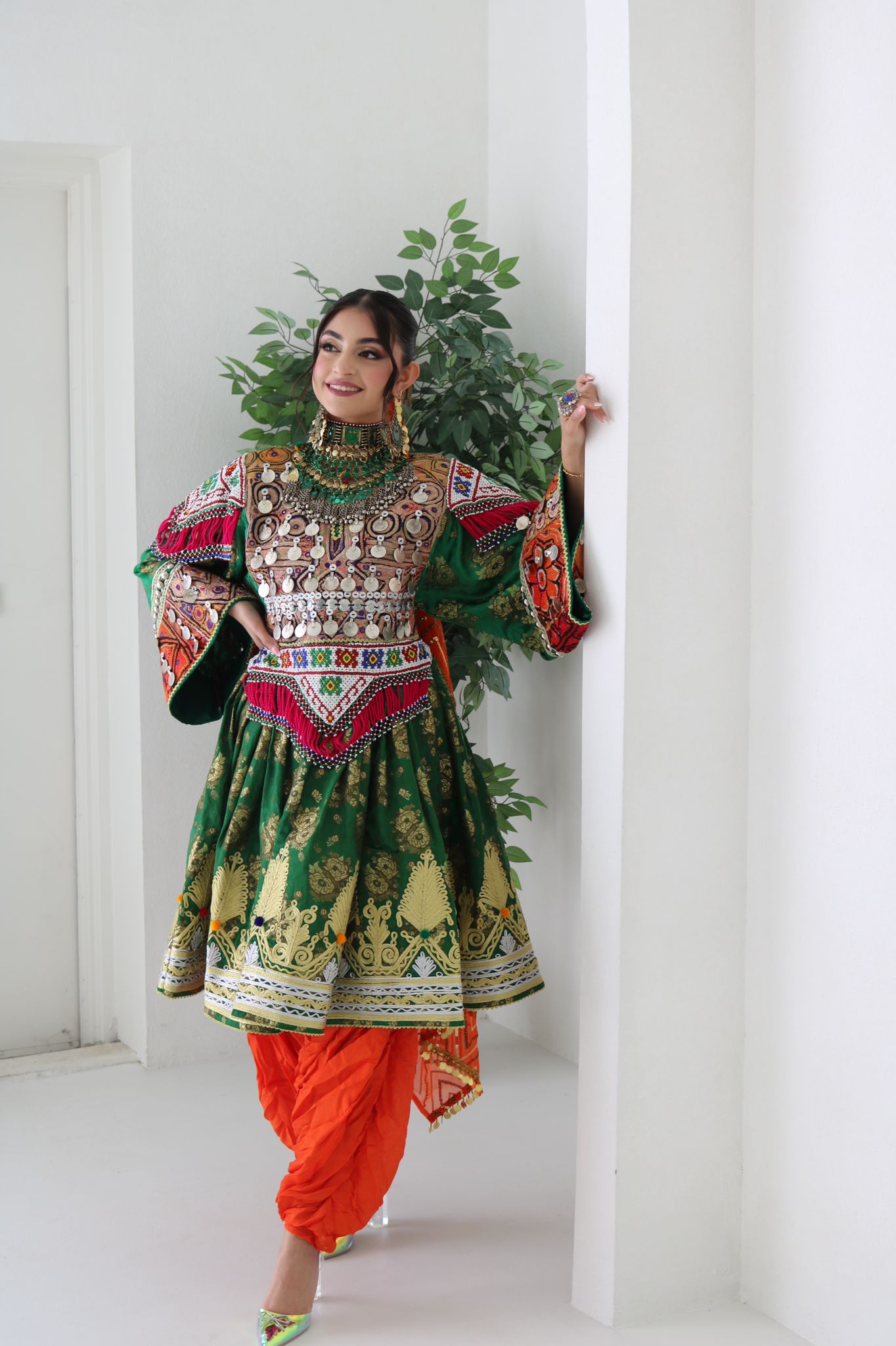 Farzana Afghan Kuchi Dress (Green)
