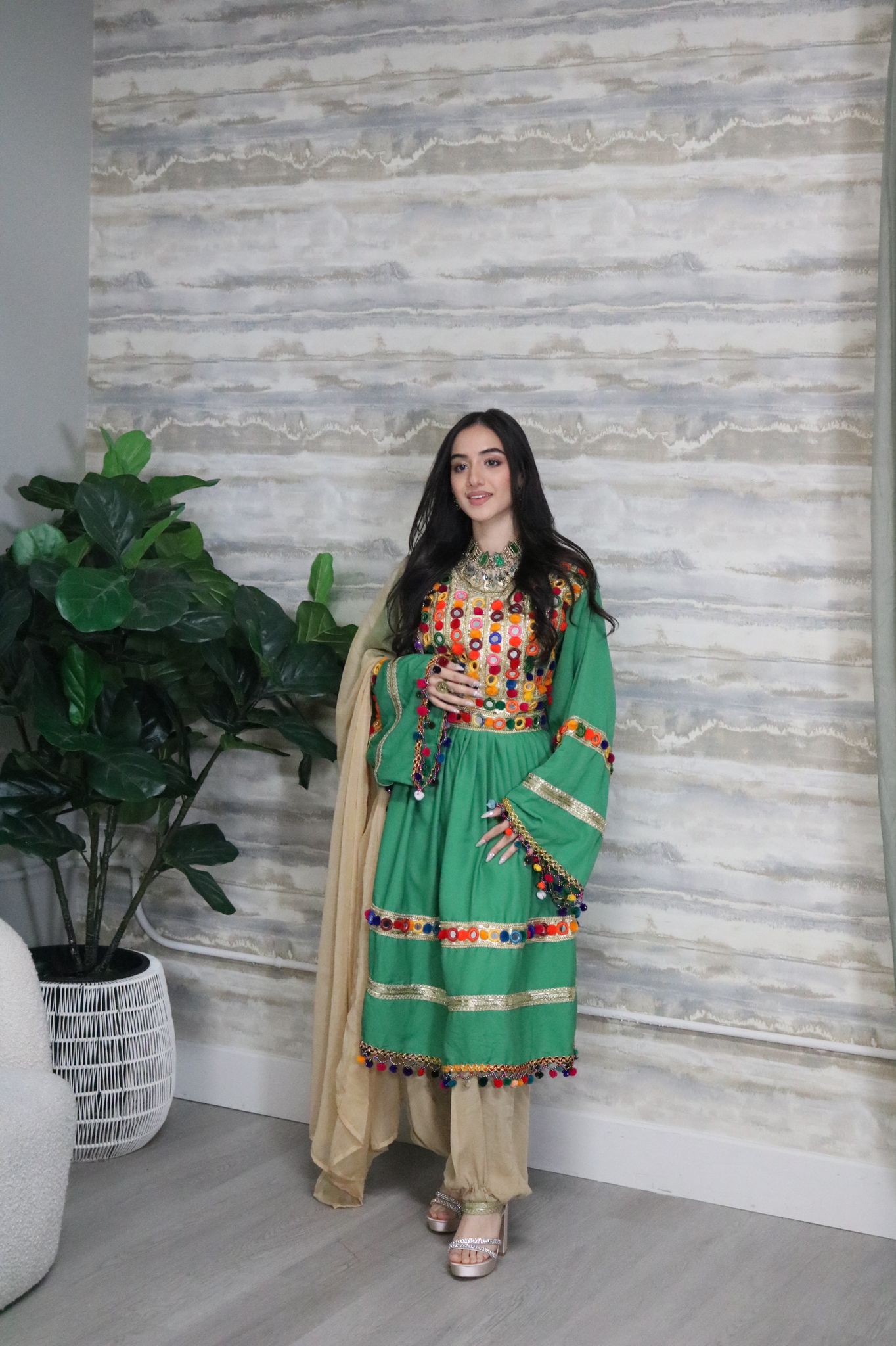 Nadia Afghan Kuchi Dress (green)