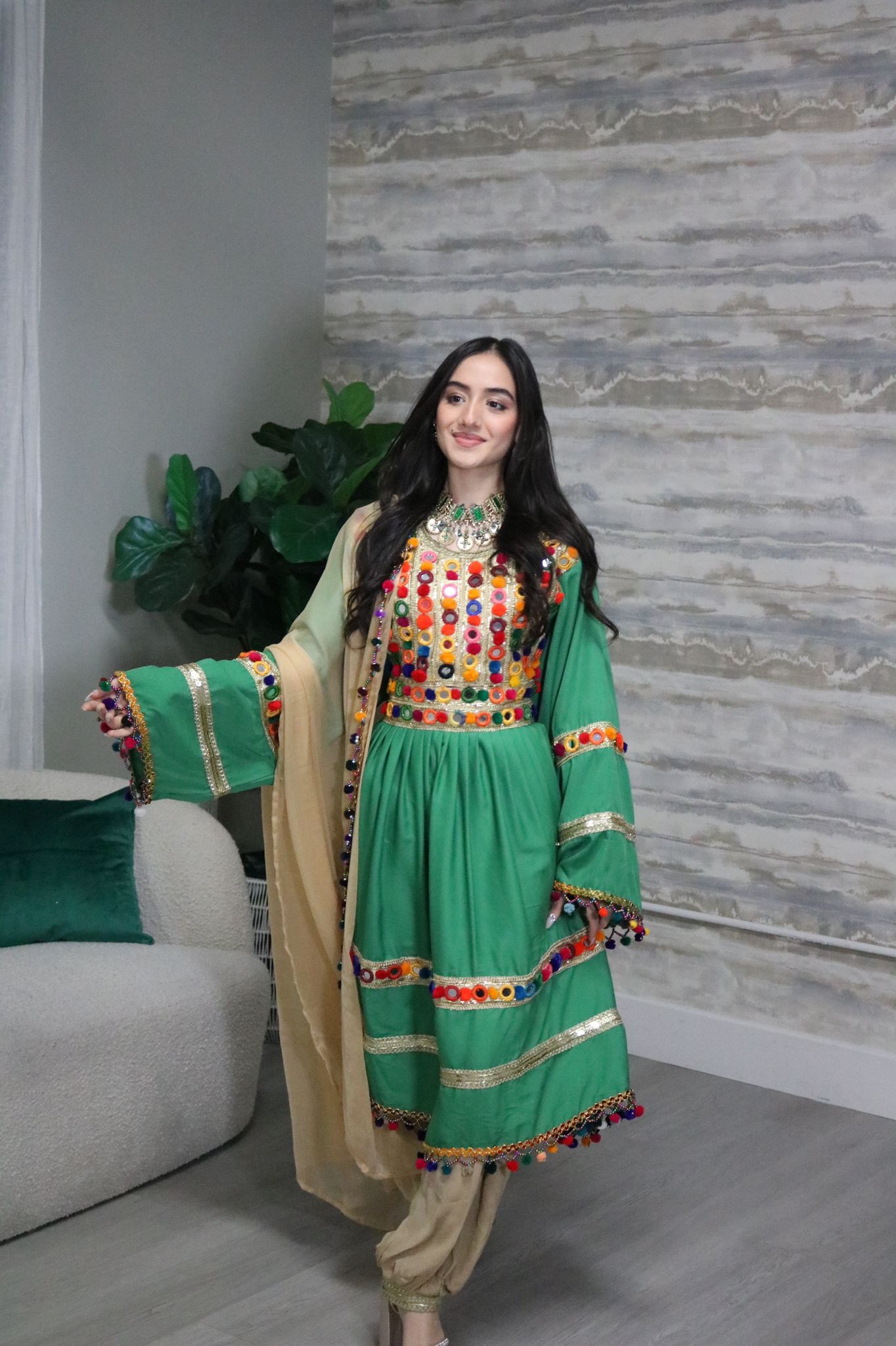 Nadia Afghan Kuchi Dress (green)