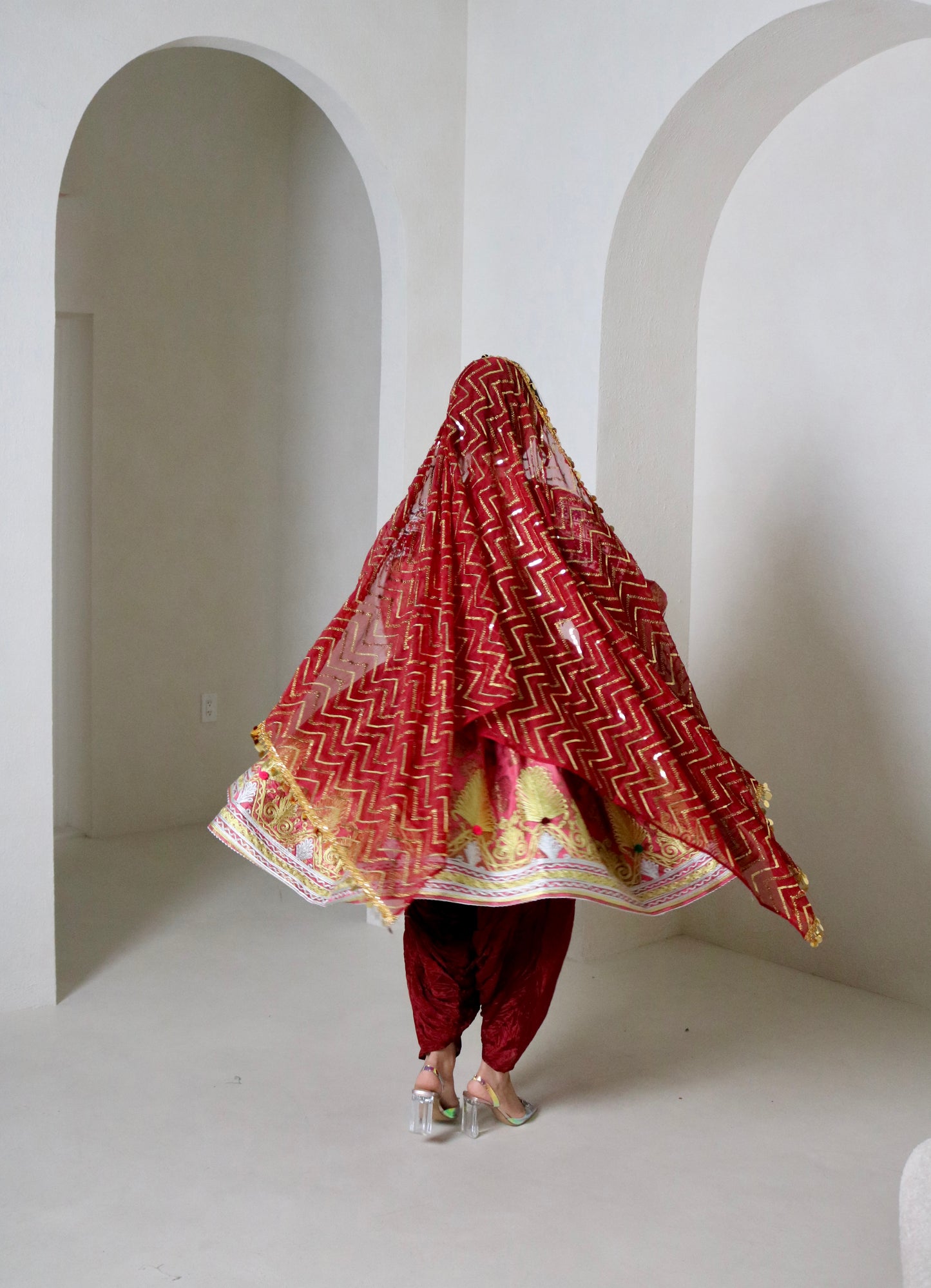 Farzana Afghan Kuchi Dress (pink/maroon)