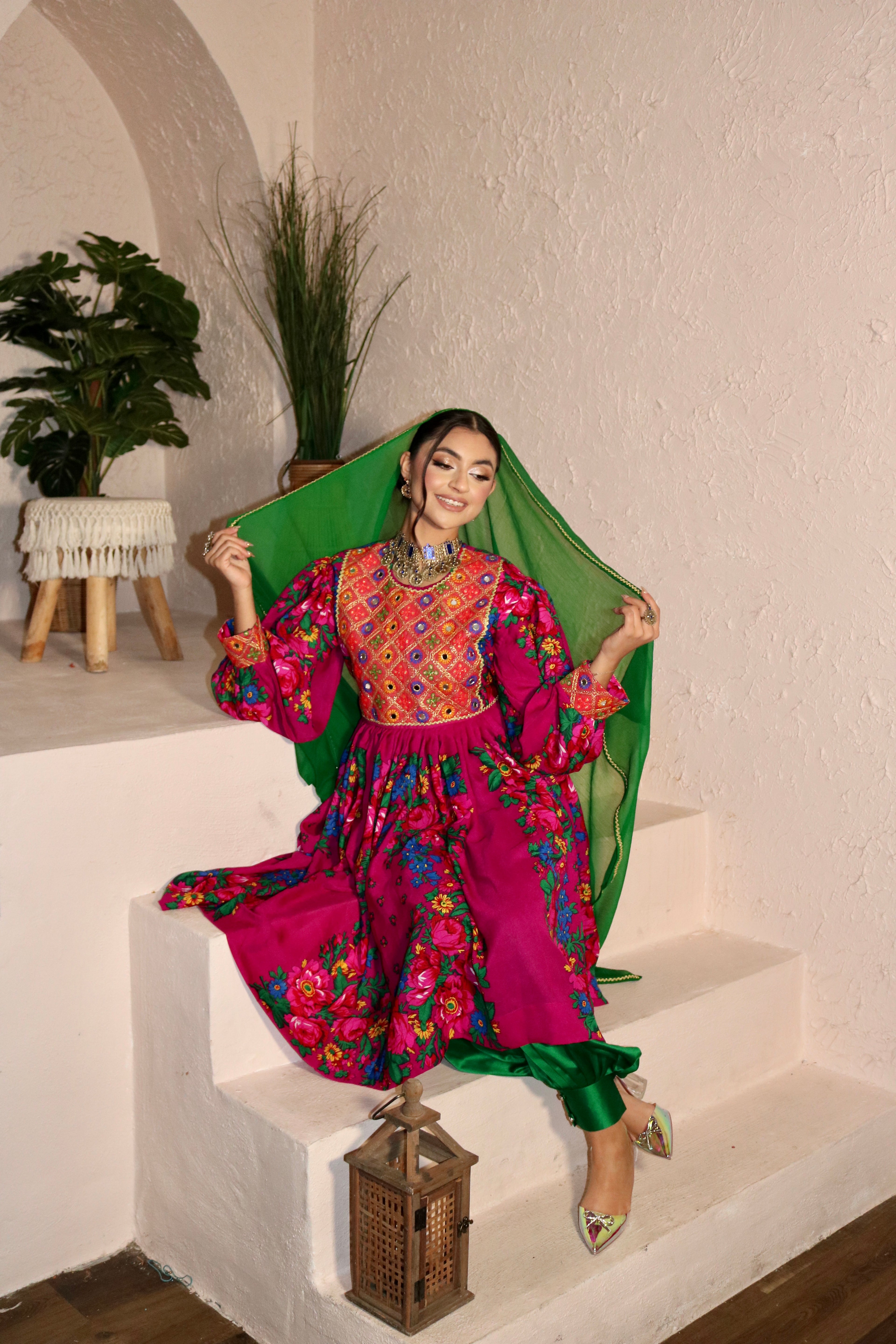 Morsal Afghan Kuchi Dress (pink)