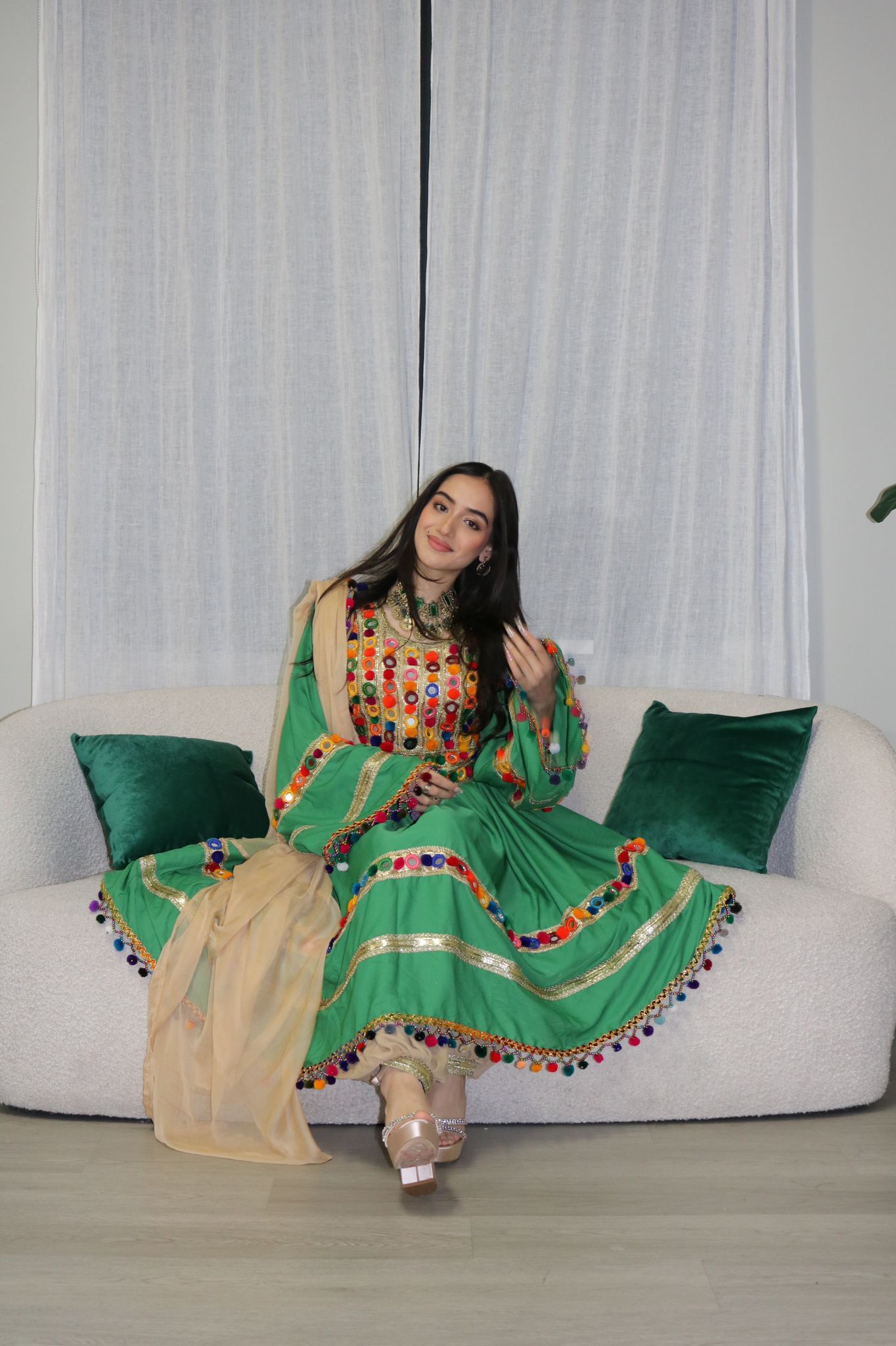Nadia Afghan Kuchi Dress (green)