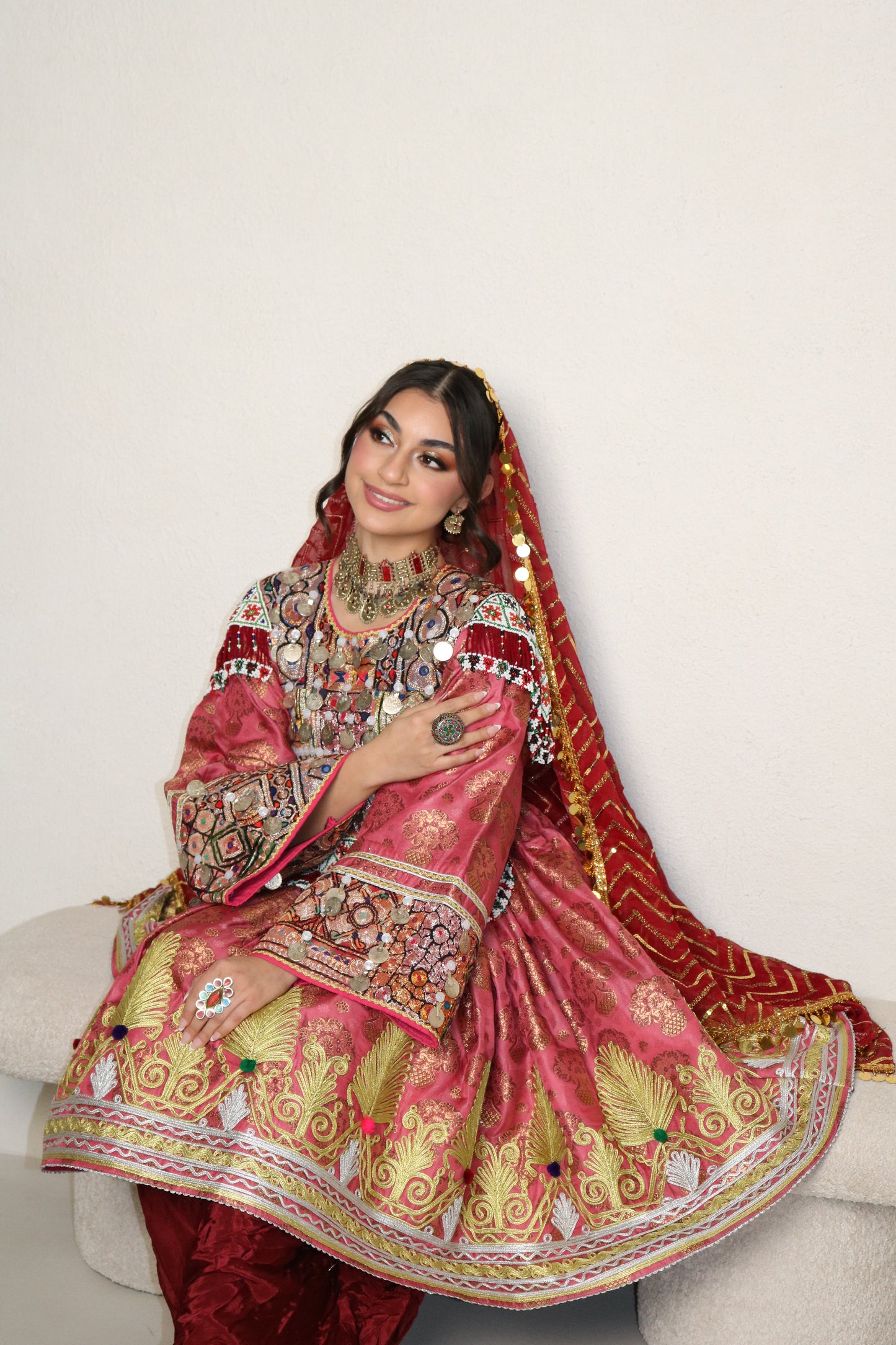 Farzana Afghan Kuchi Dress (pink/maroon)