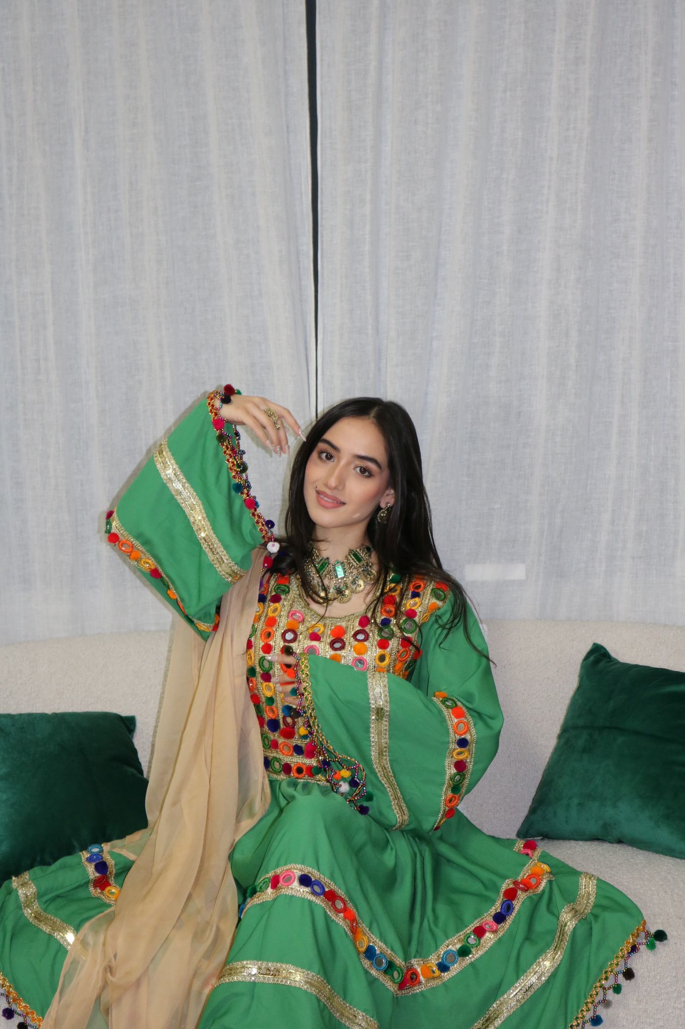Nadia Afghan Kuchi Dress (green)