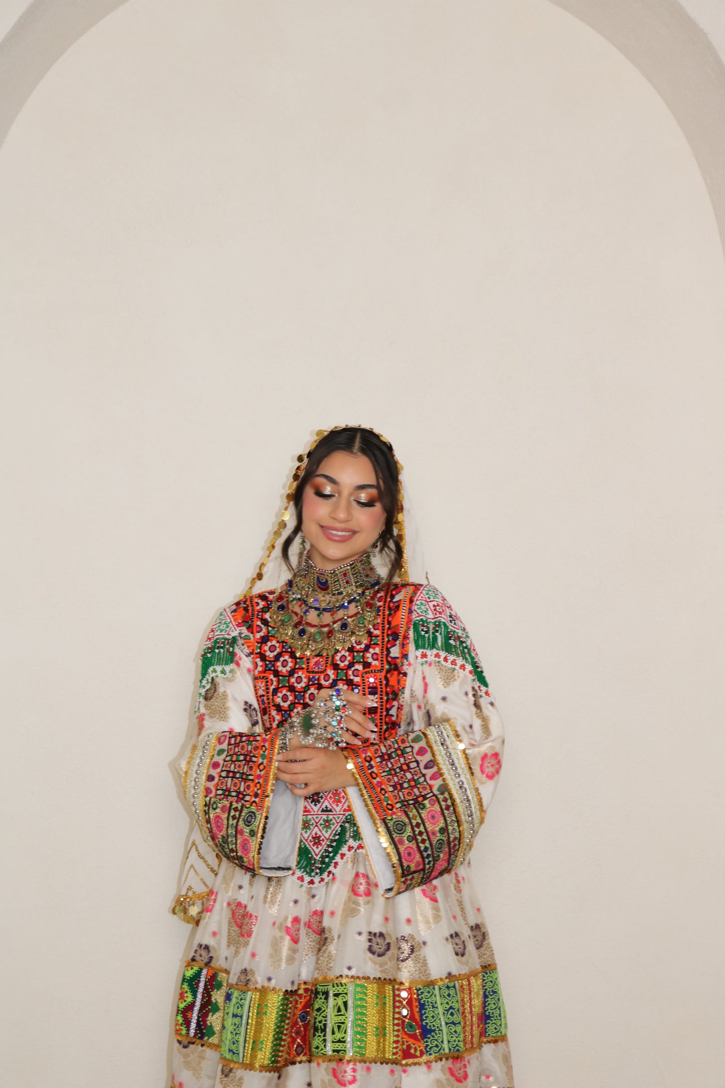 Palwasha Afghan Kuchi Dress (white)