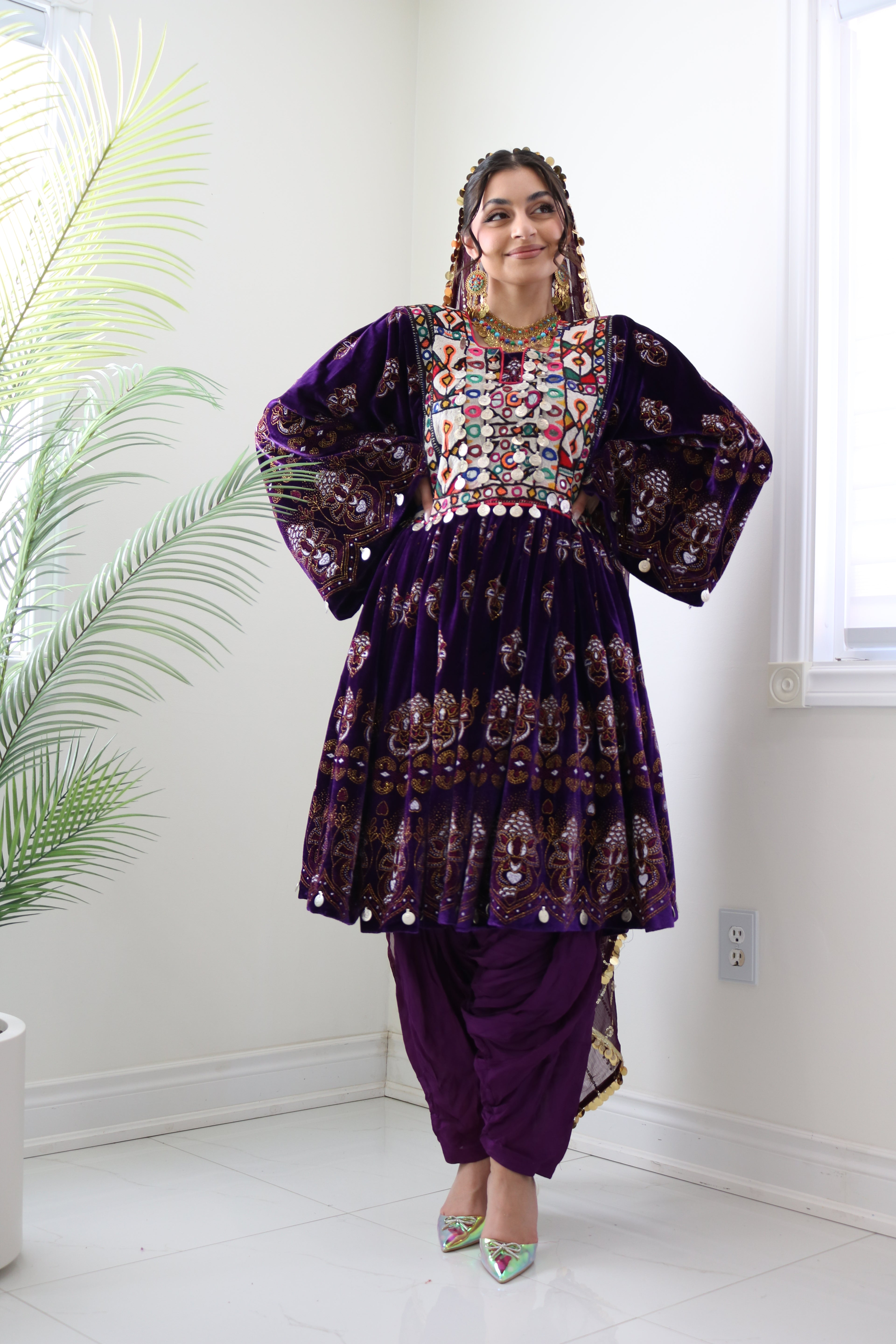 Wahida Afghan Kuchi Dress (purple)
