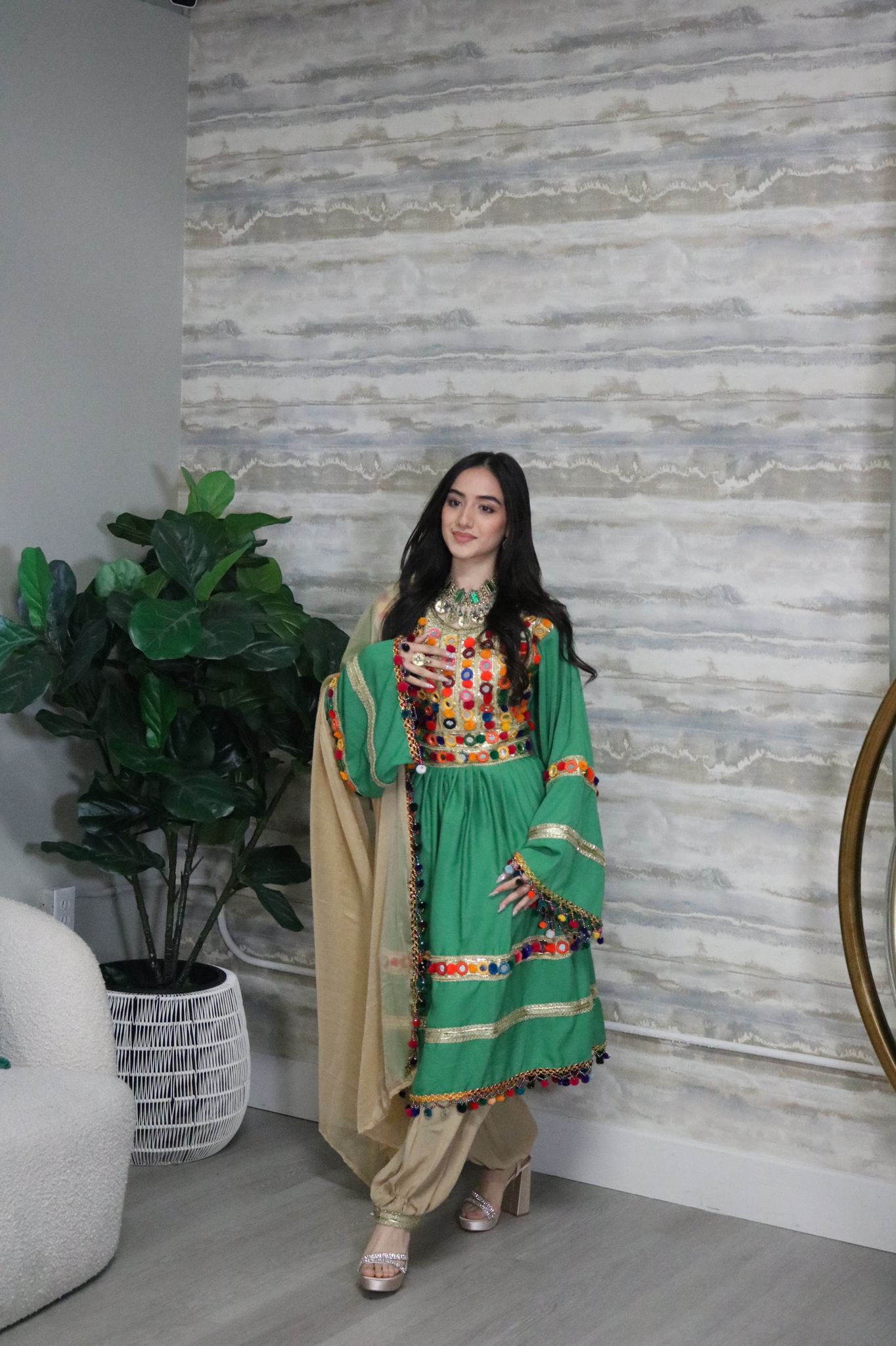 Nadia Afghan Kuchi Dress (green)