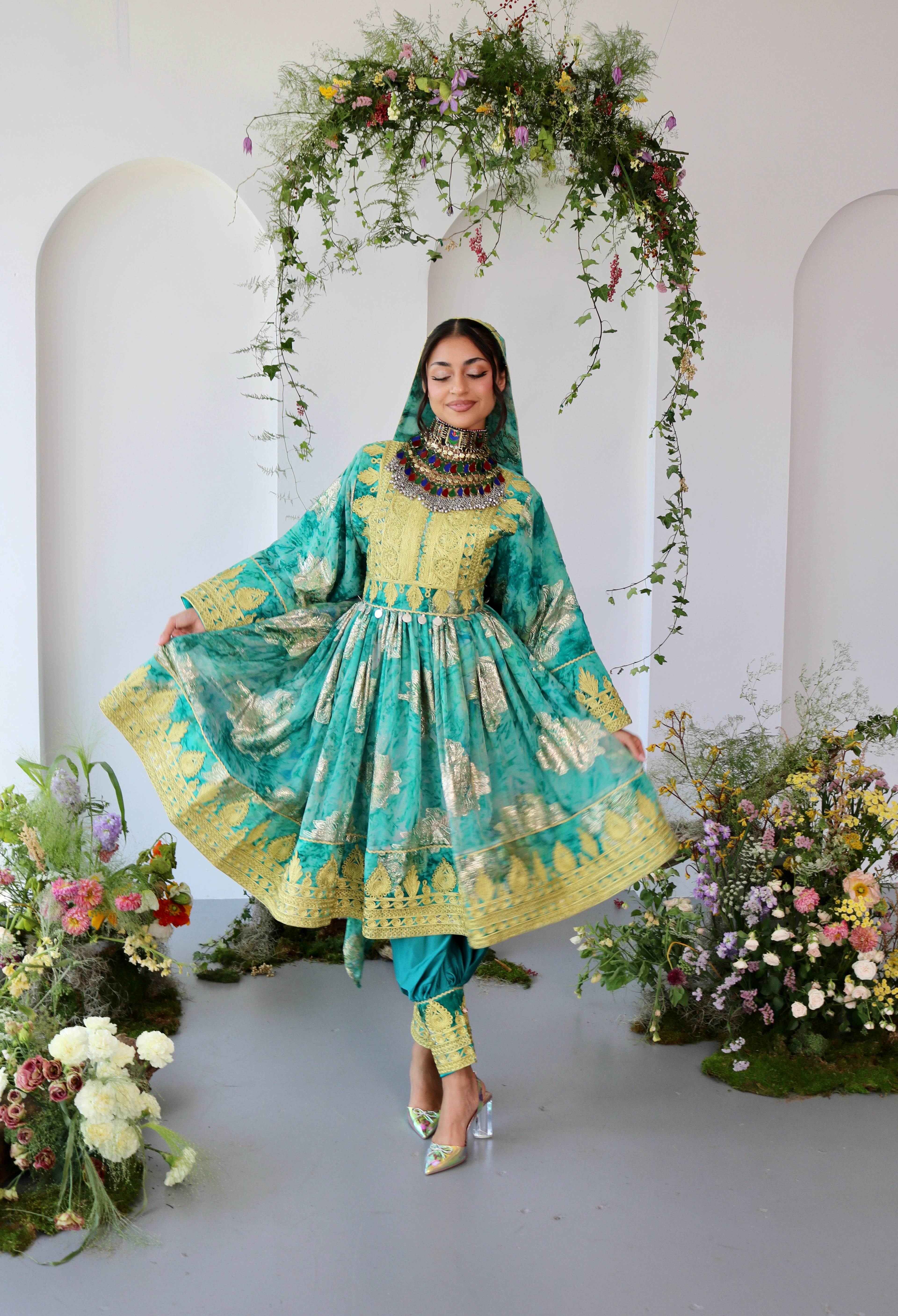Farah Afghan Kuchi Dress (blue)