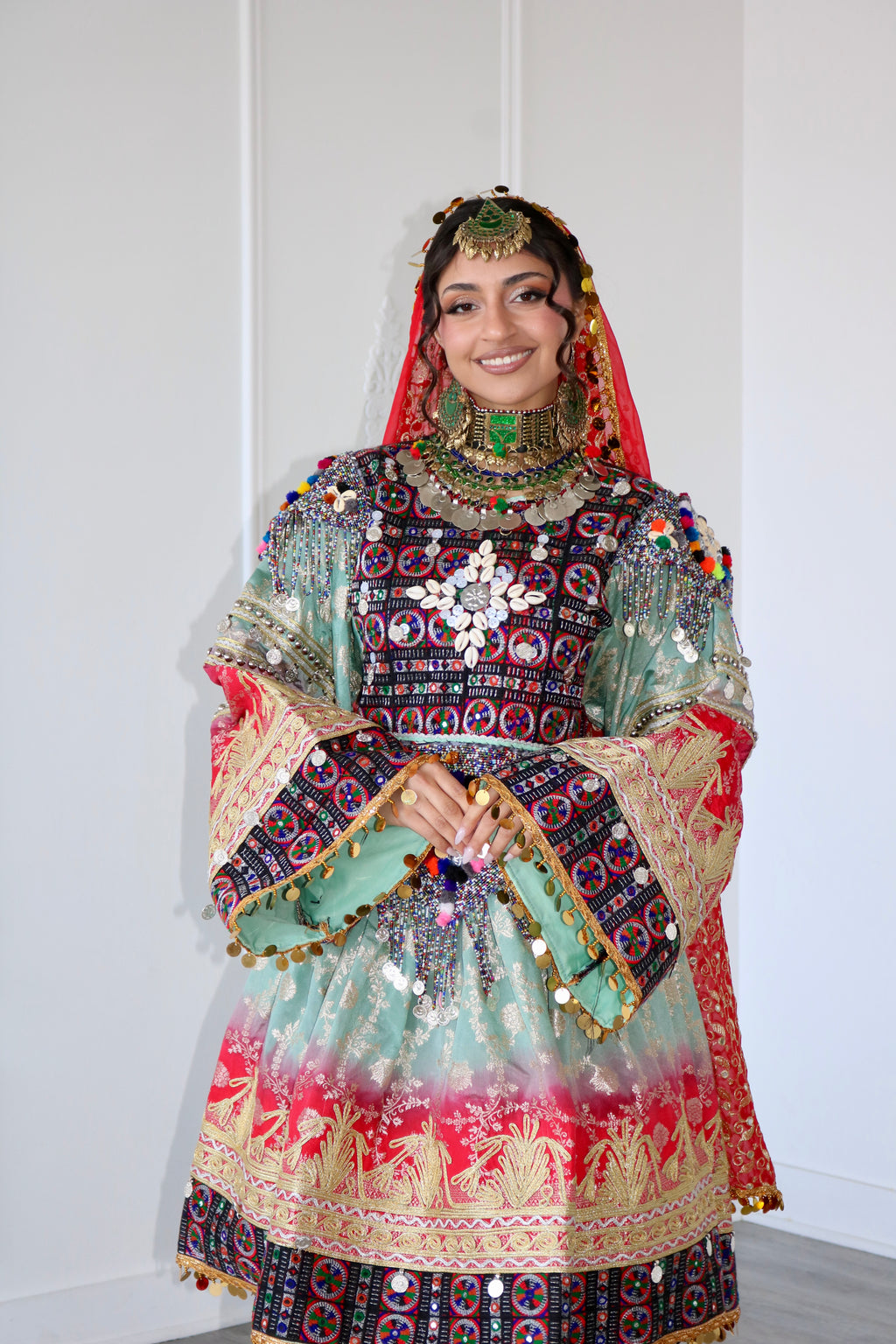 Afghan Kuchi Dress (blue/red)
