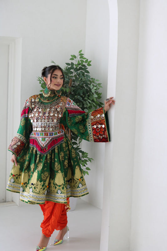 Farzana Afghan Kuchi Dress (Green)