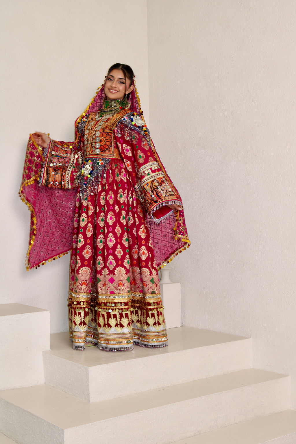 Mursal Afghan Kuchi Dress (hot pink)