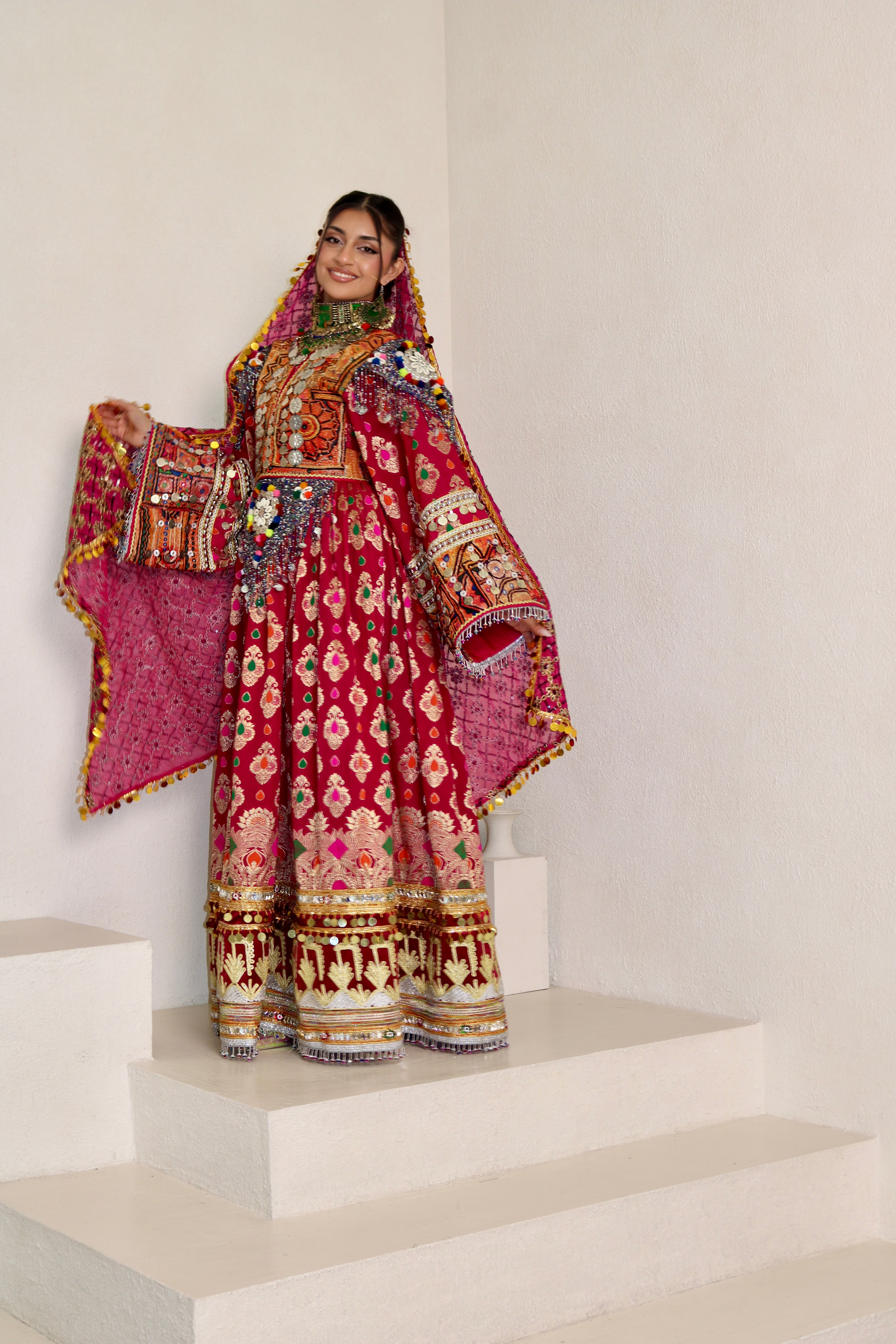 Mursal Afghan Kuchi Dress (hot pink)