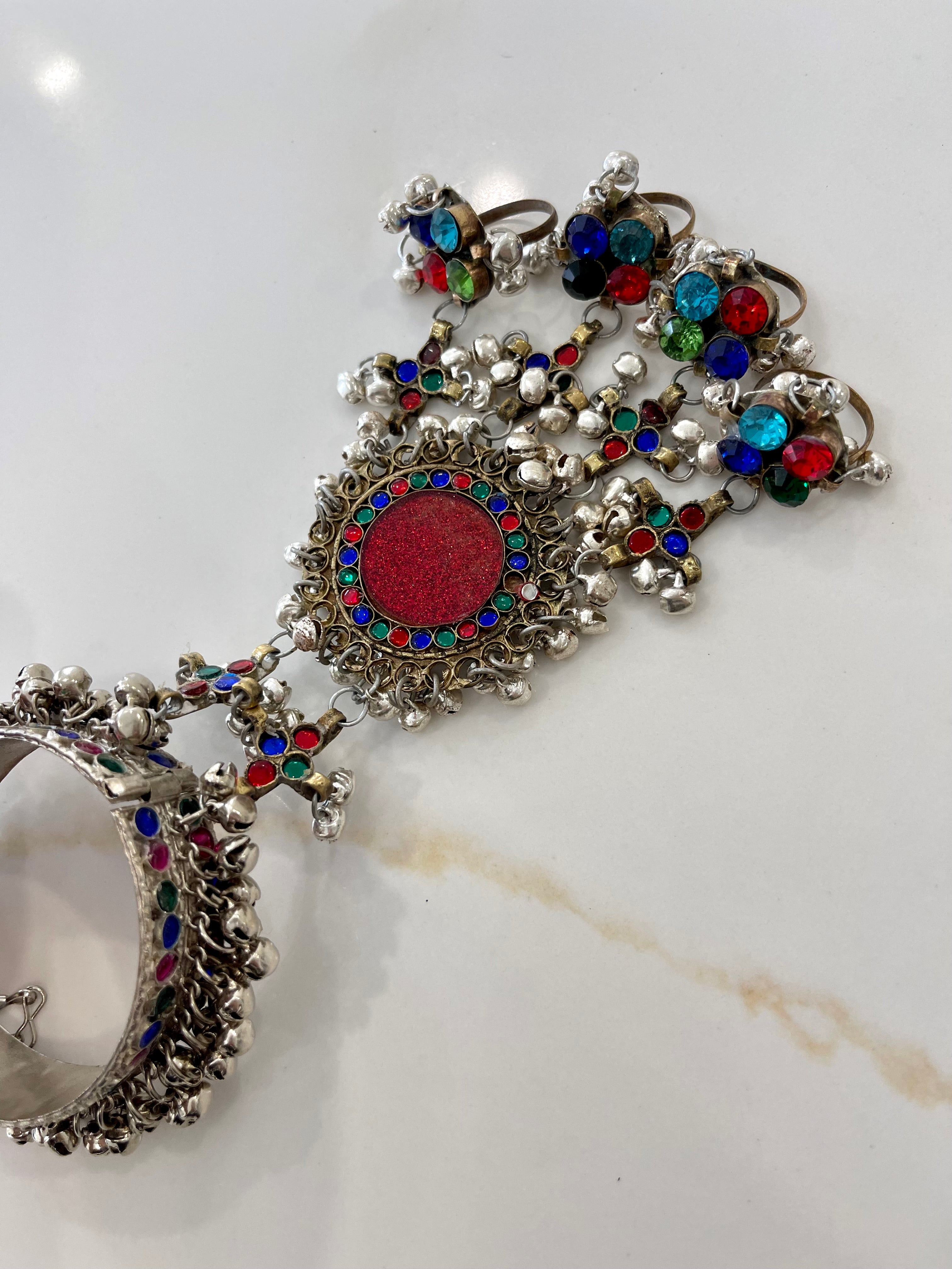 Afghan Handmade Bangle Cuff Bangles With multicolour finger Rings