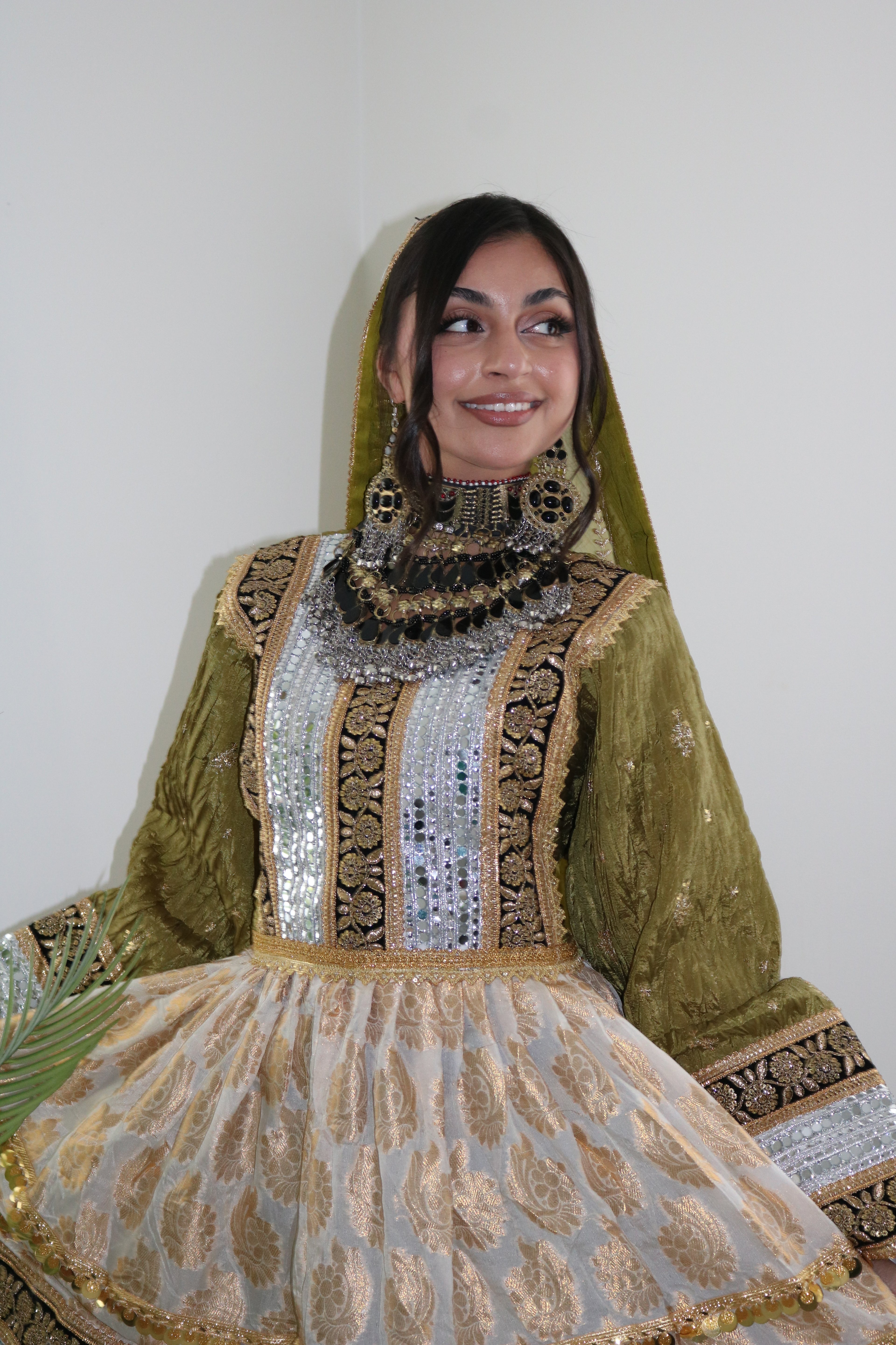 Afghan Kuchi Dress (olive green)