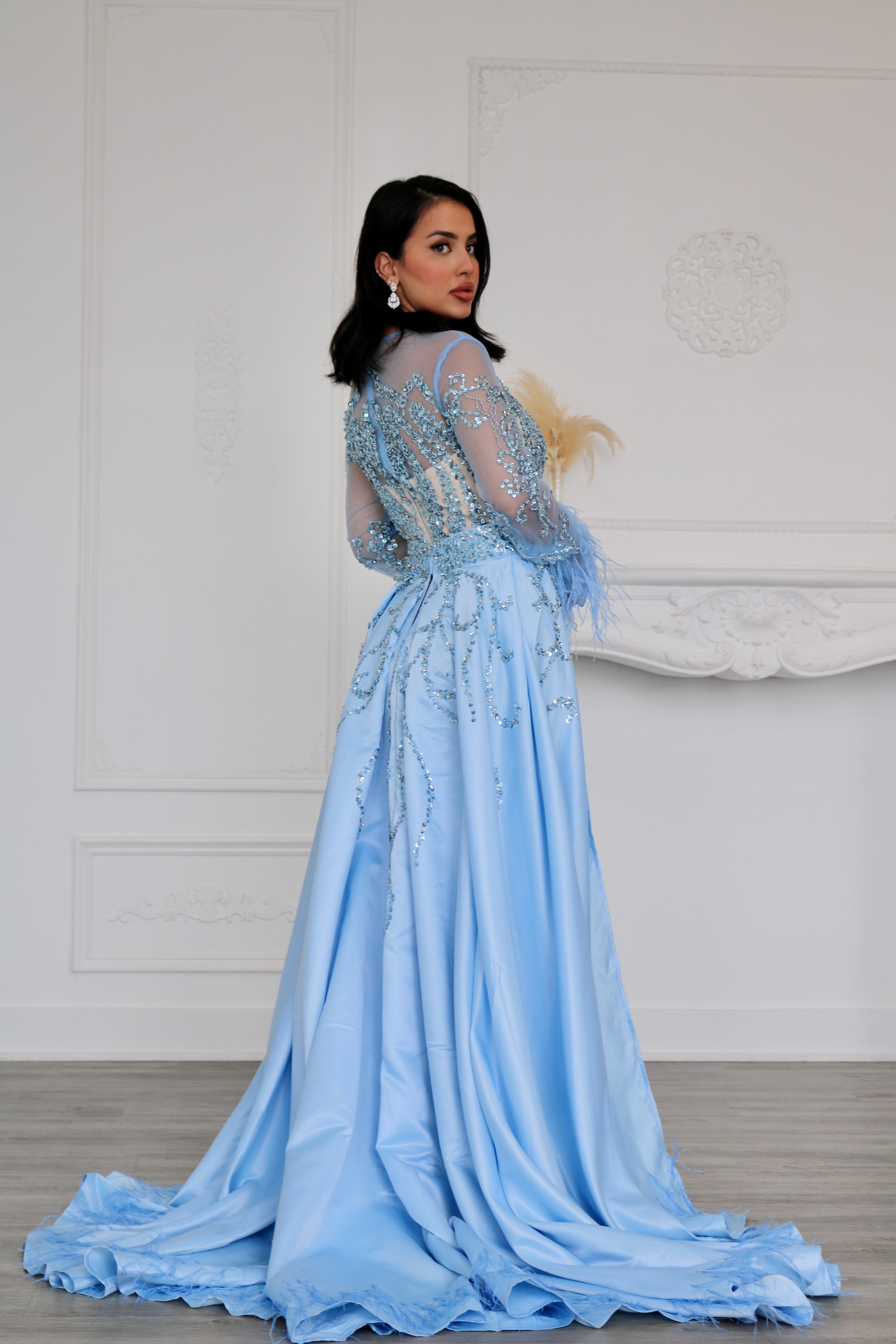 High Neck Beaded Evening Dress