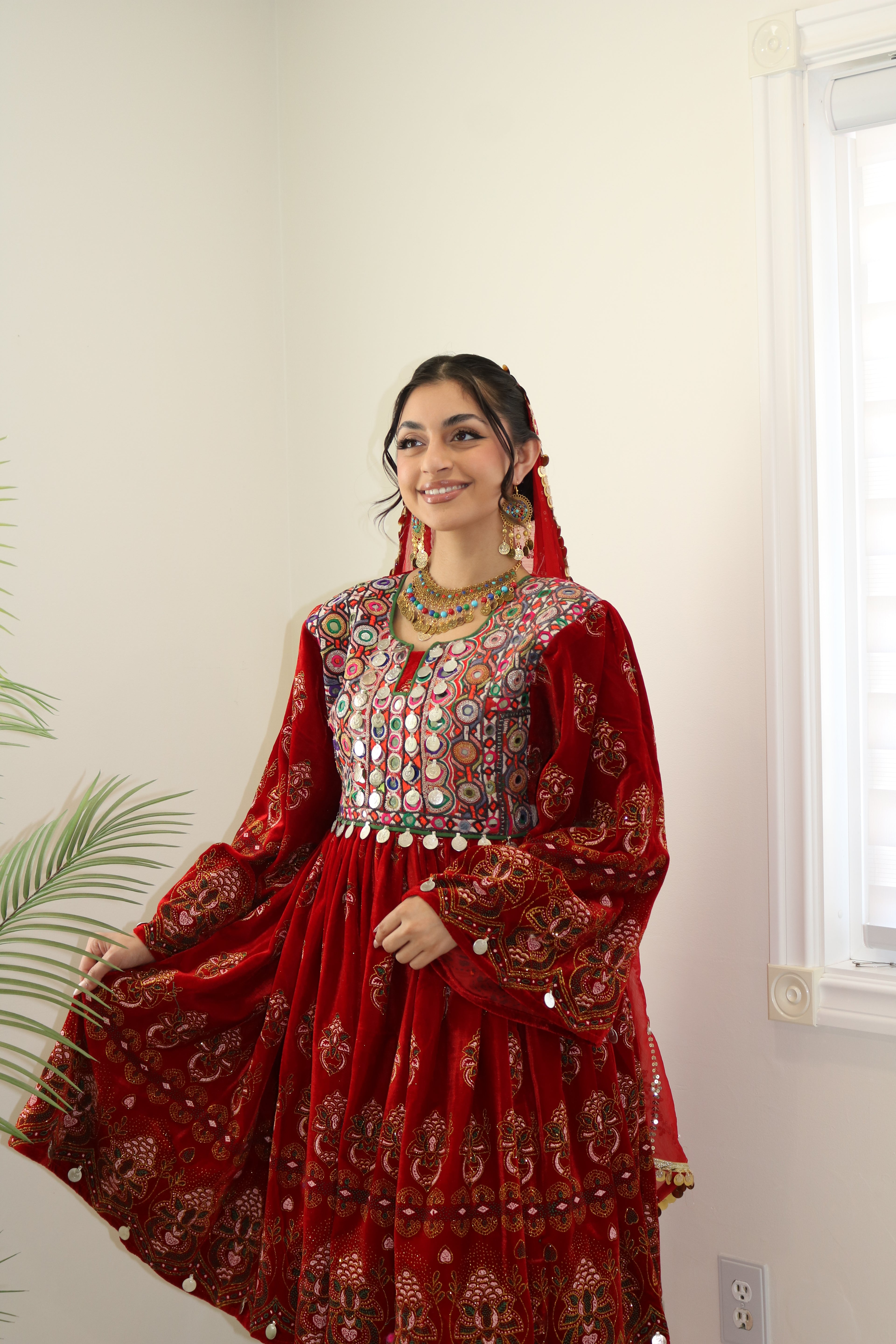 Wahida Afghan Kuchi Dress (red)