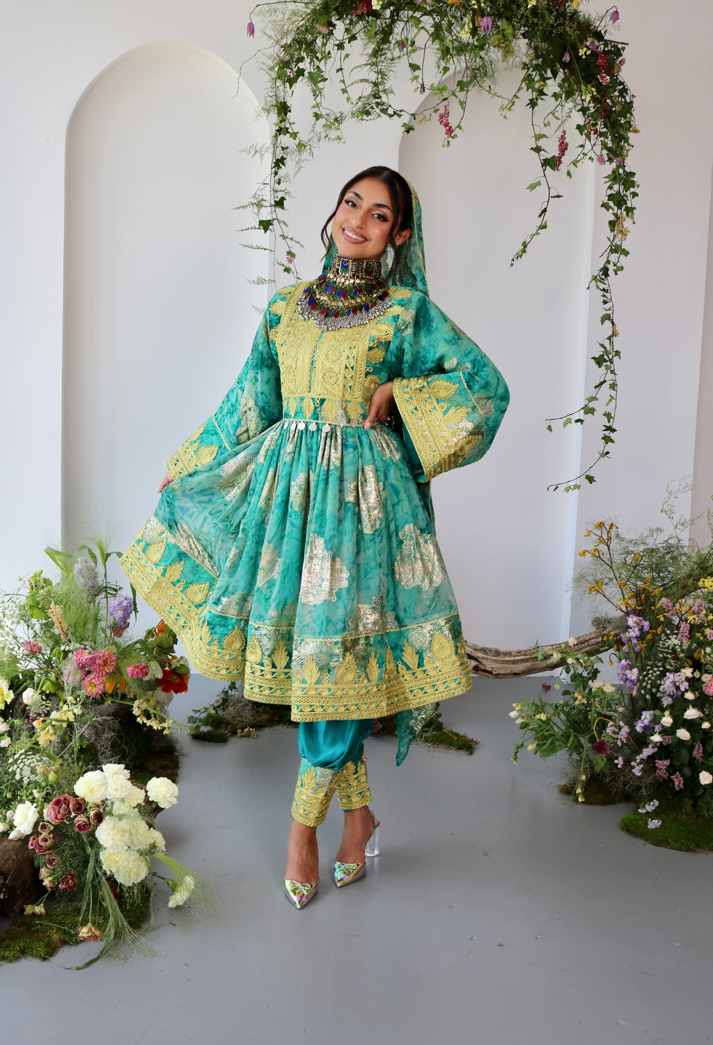 Farah Afghan Kuchi Dress (blue)