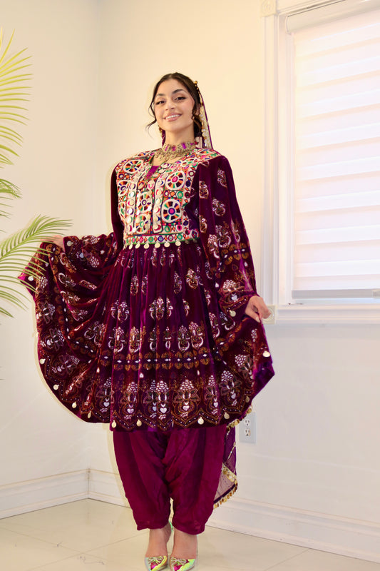 Wahida Afghan Kuchi Dress (pink)