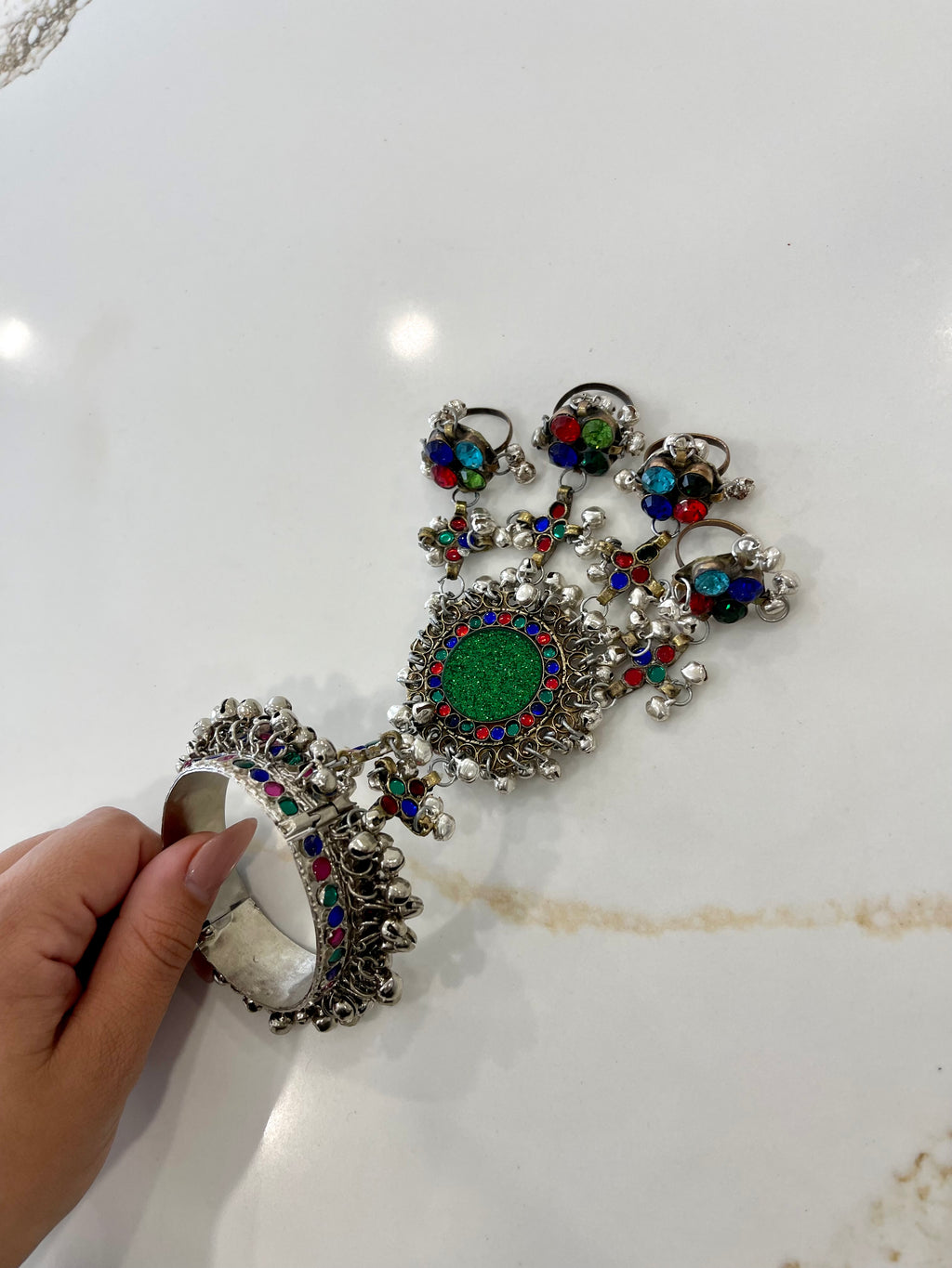 Afghan Handmade Bangle Cuff Bangles With multicolour finger Rings