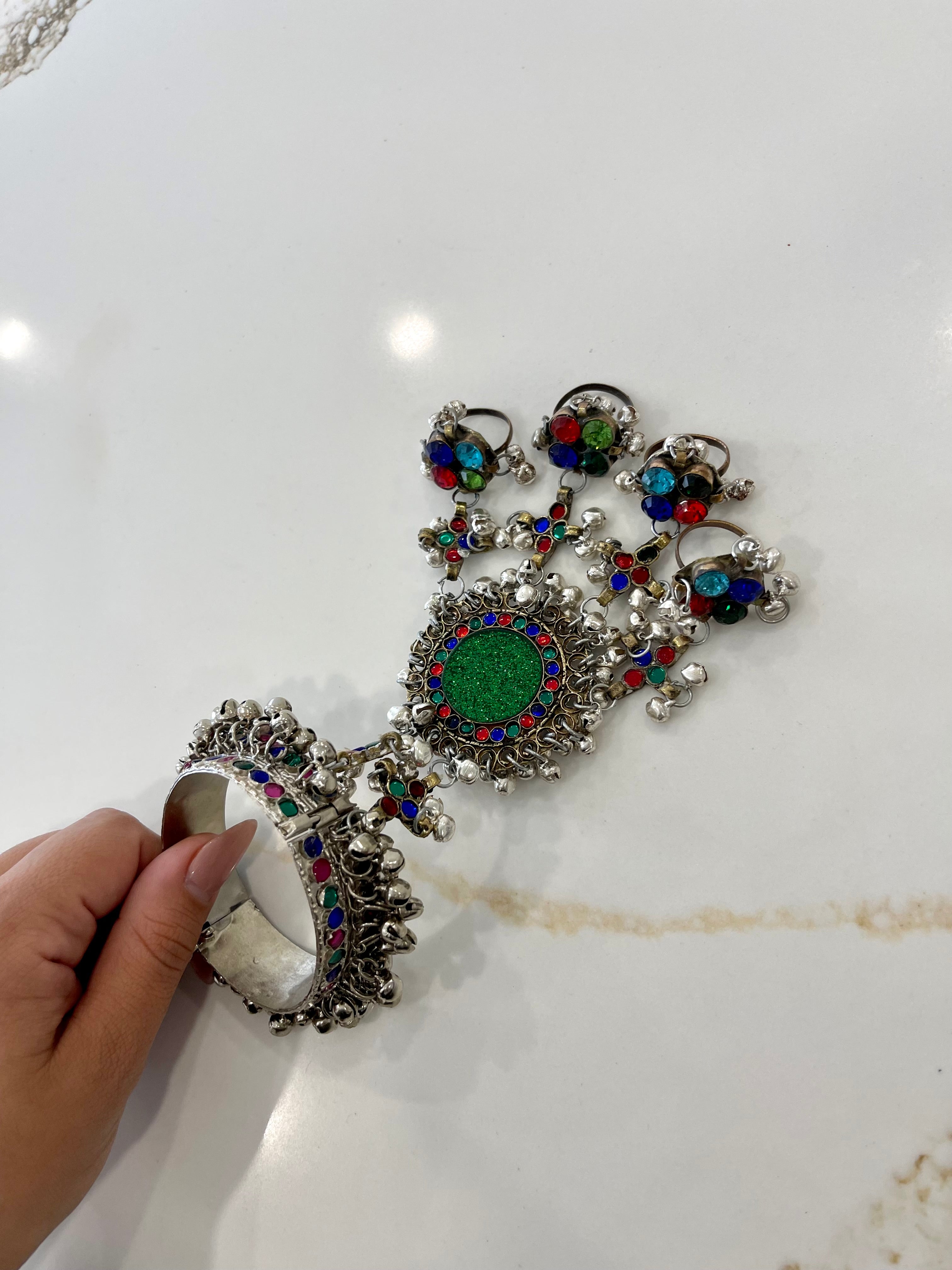 Afghan Handmade Bangle Cuff Bangles With multicolour finger Rings