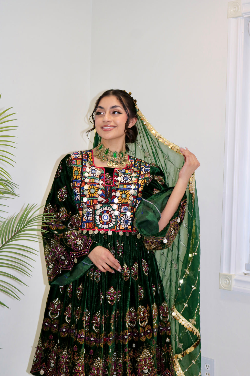 Wahida Afghan Kuchi Dress (green)