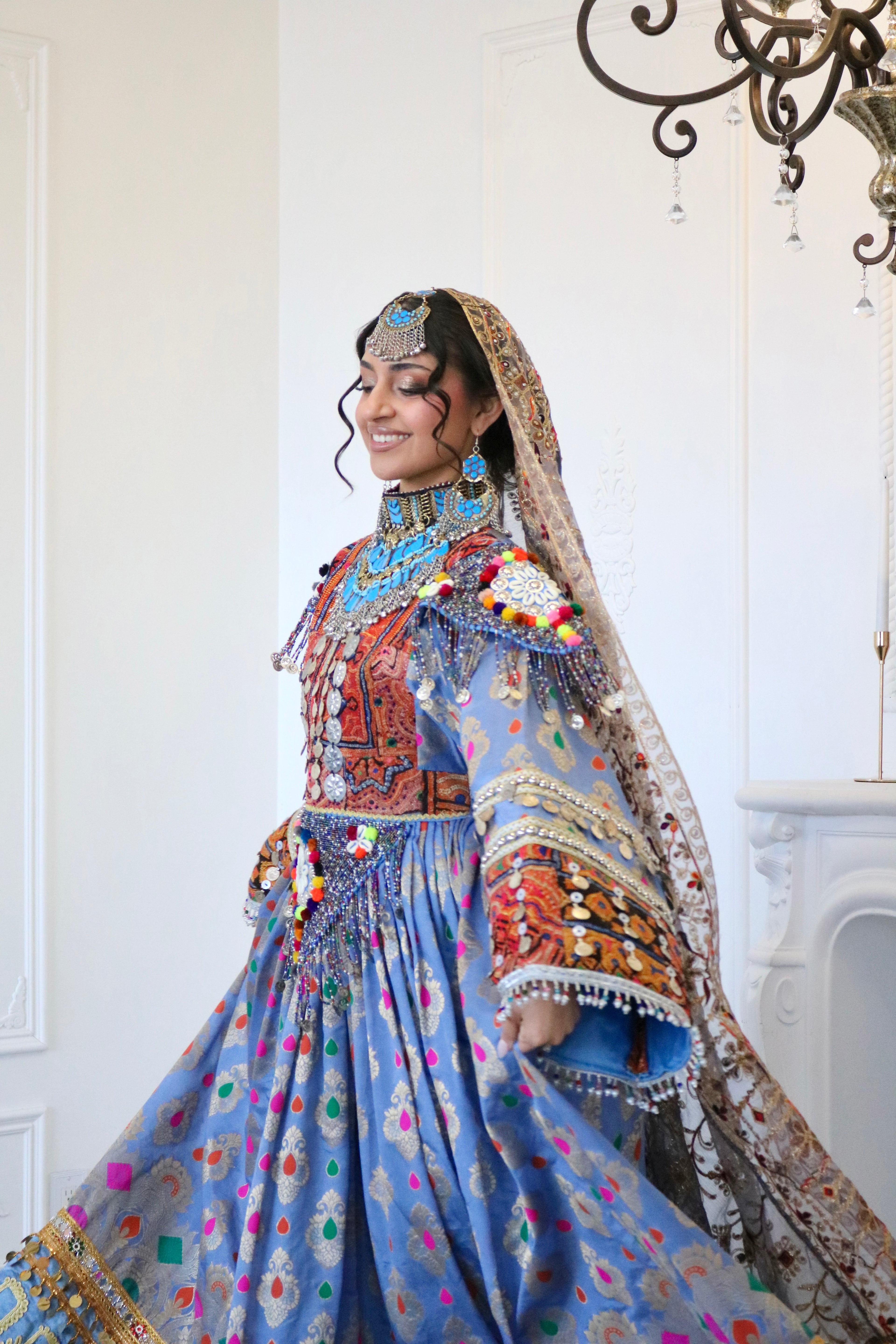 Mursal Afghan Kuchi Dress (blue/gray)