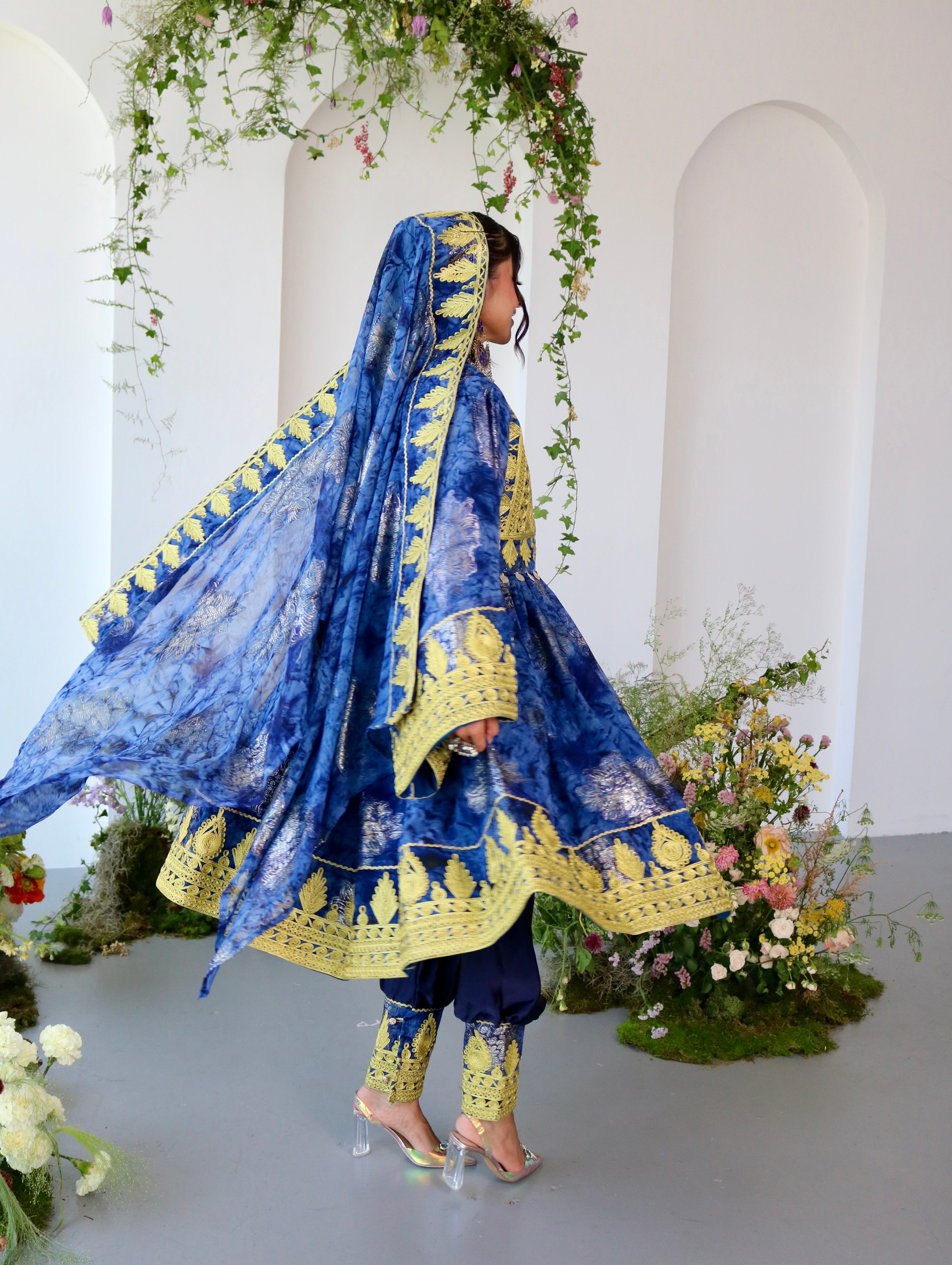 Farah Afghan Kuchi Dress (navy blue)