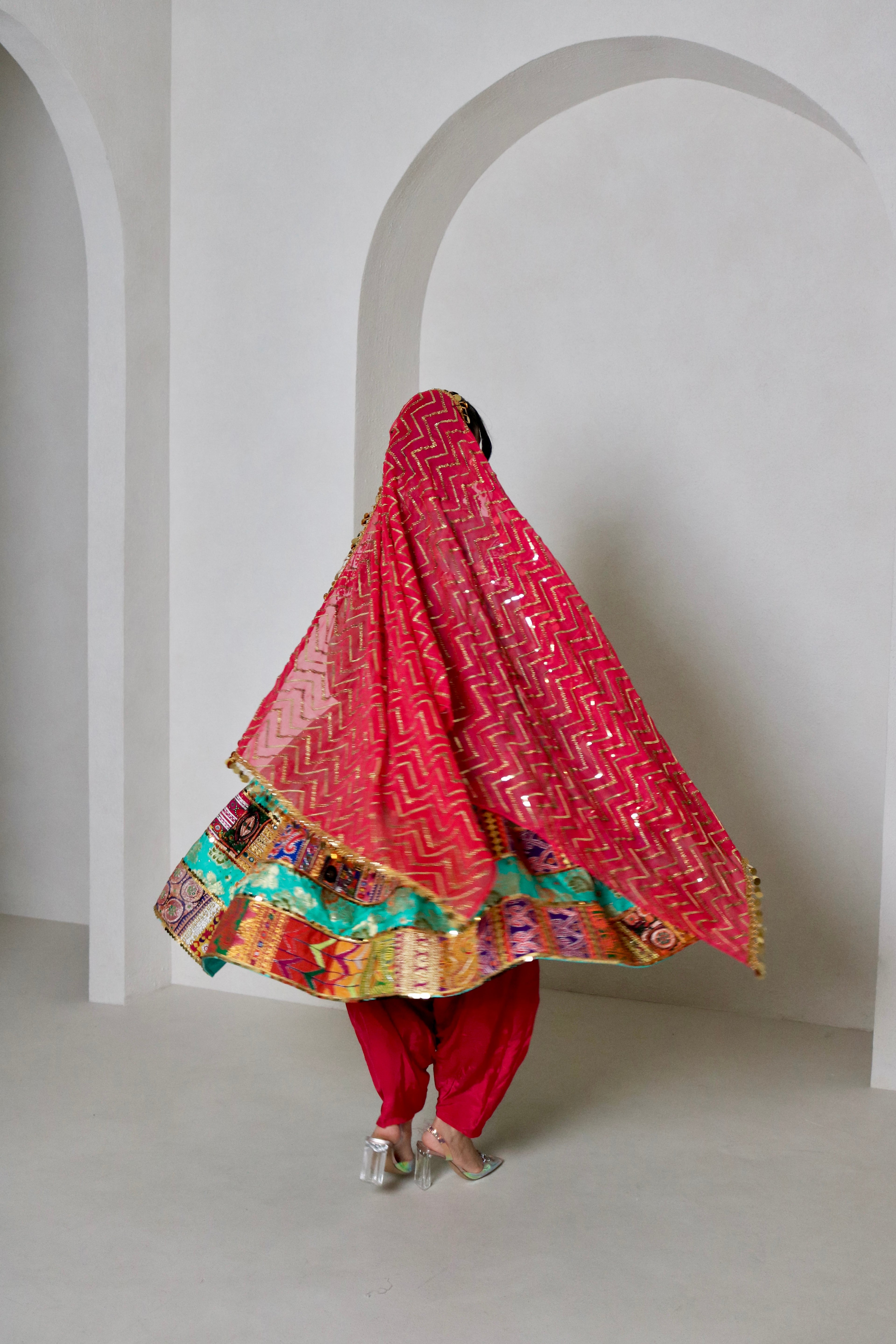 Palwasha Afghan Kuchi Dress (sea green/pink)