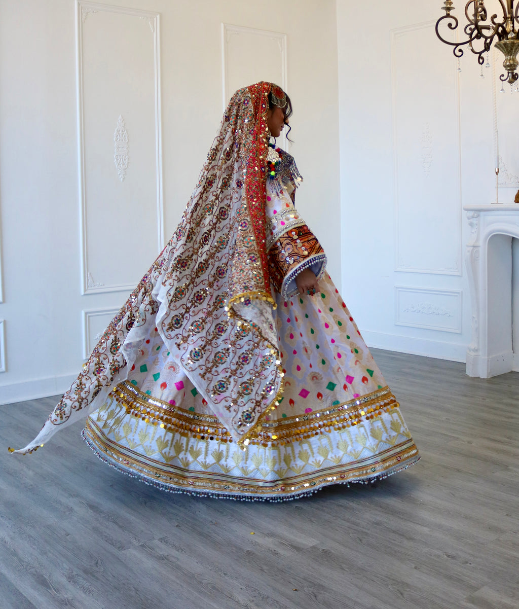 Mursal Afghan Kuchi Dress (white)