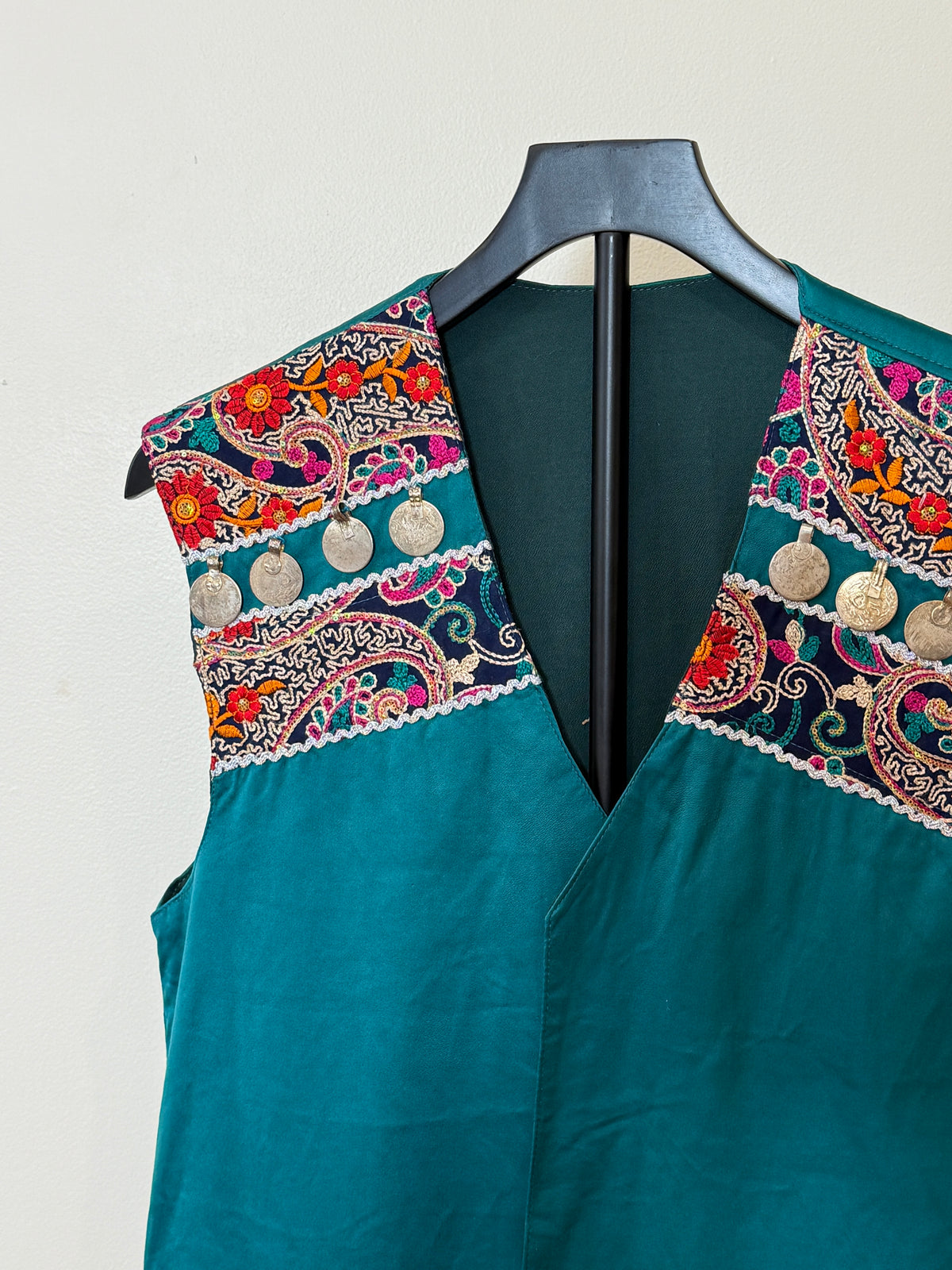 Afghan Kuchi Dress vest sea green