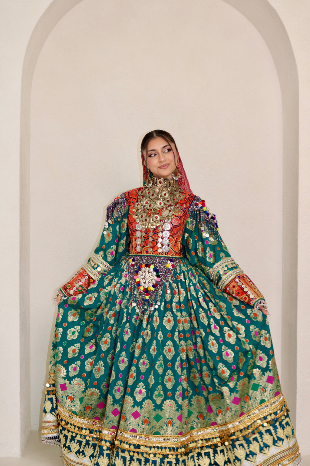 Mursal Afghan Kuchi Dress (sea green)