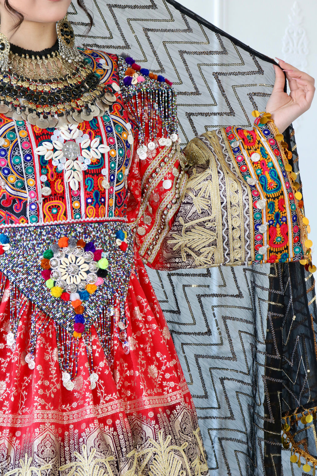 Afghan Kuchi Dress (red/black)