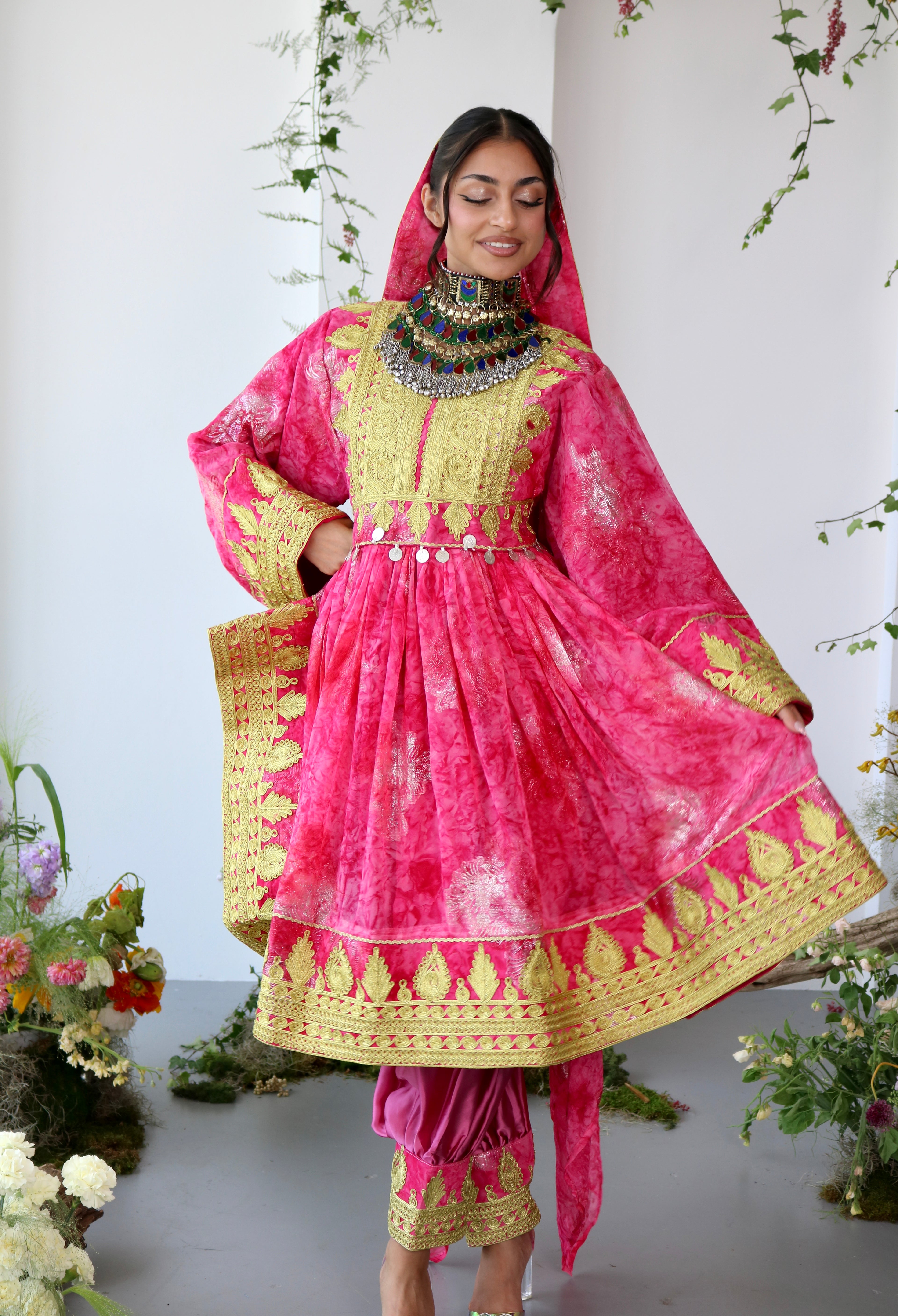 Farah Afghan Kuchi Dress (pink)