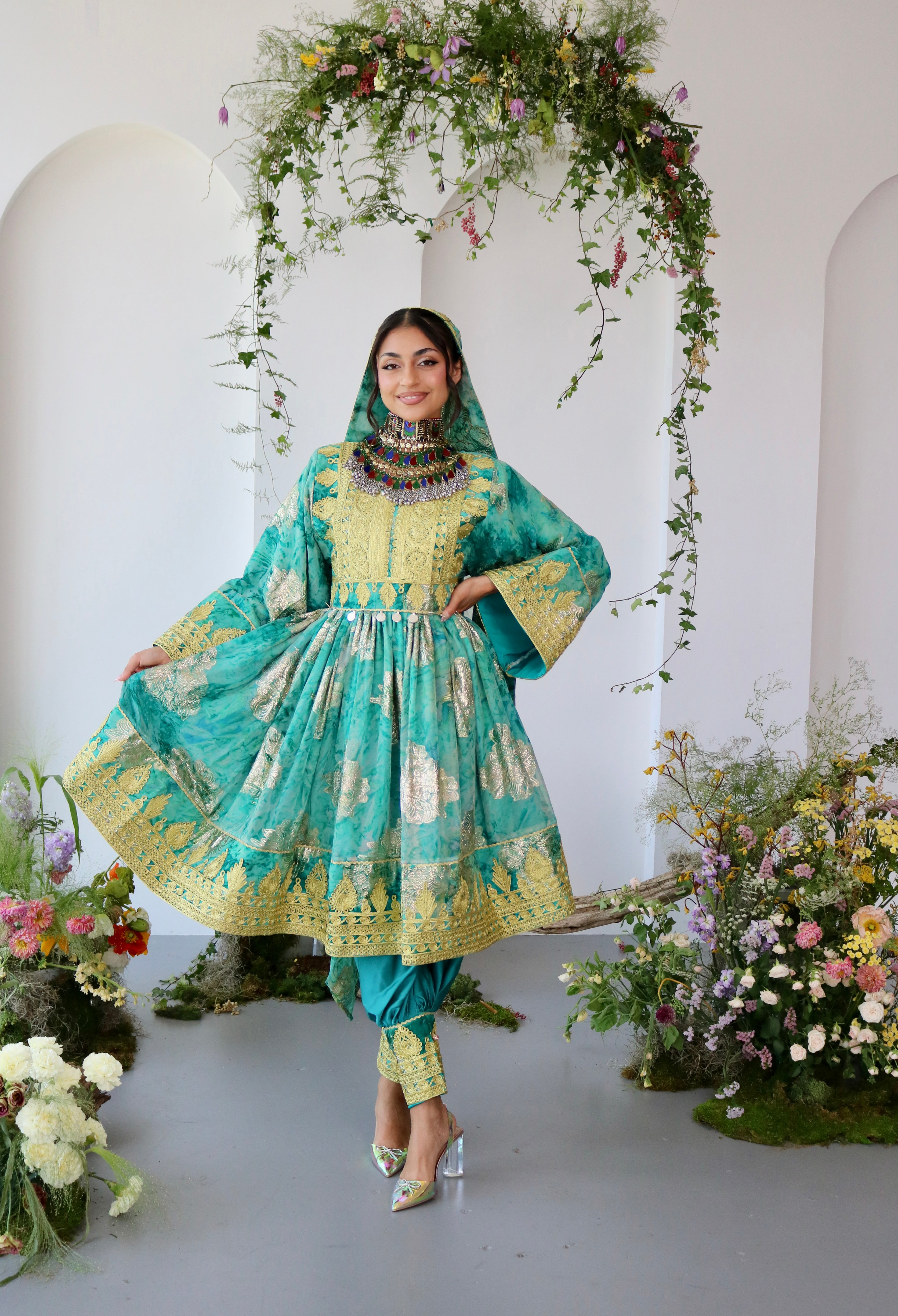 Farah Afghan Kuchi Dress (blue)