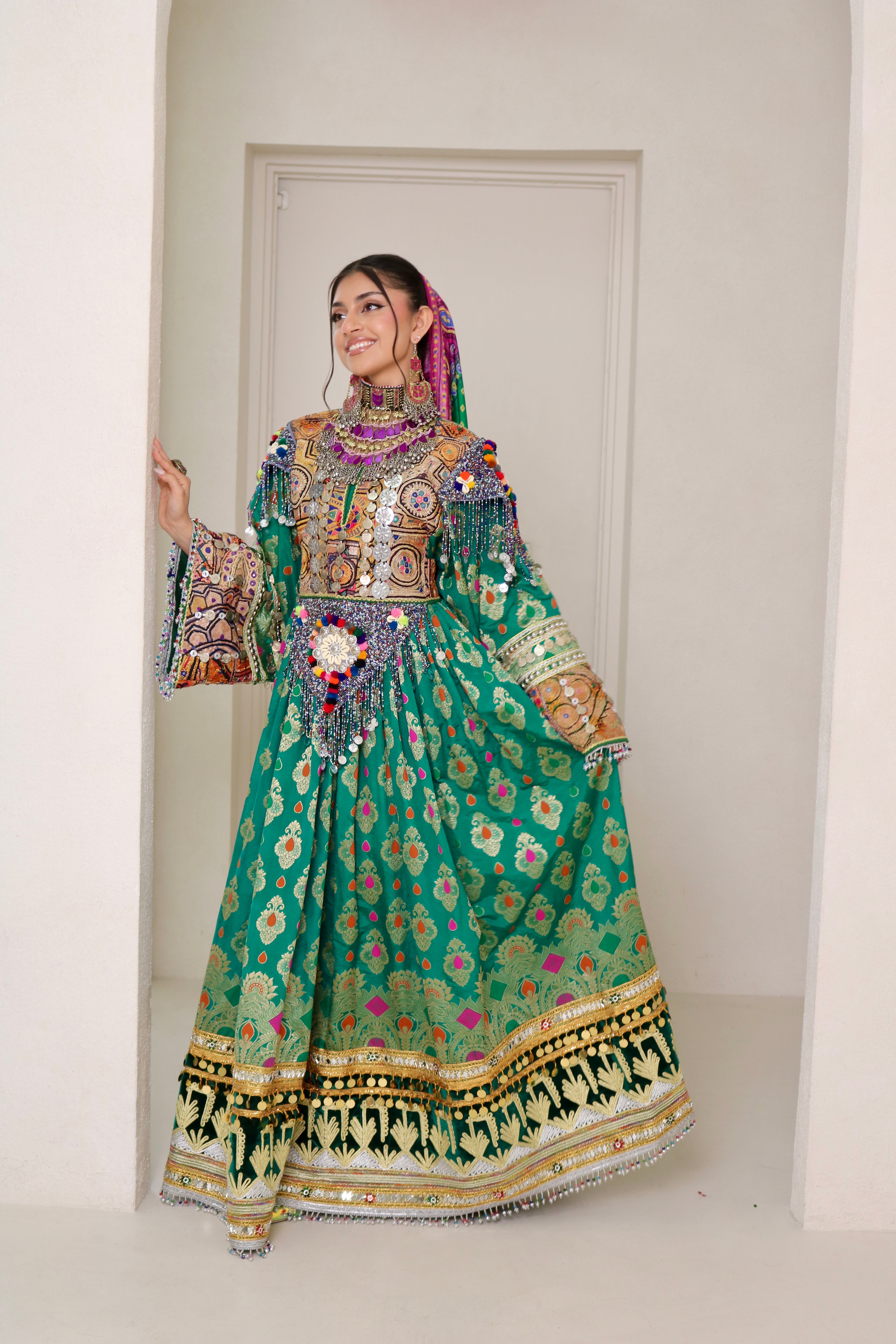Mursal Afghan Kuchi Dress (green)