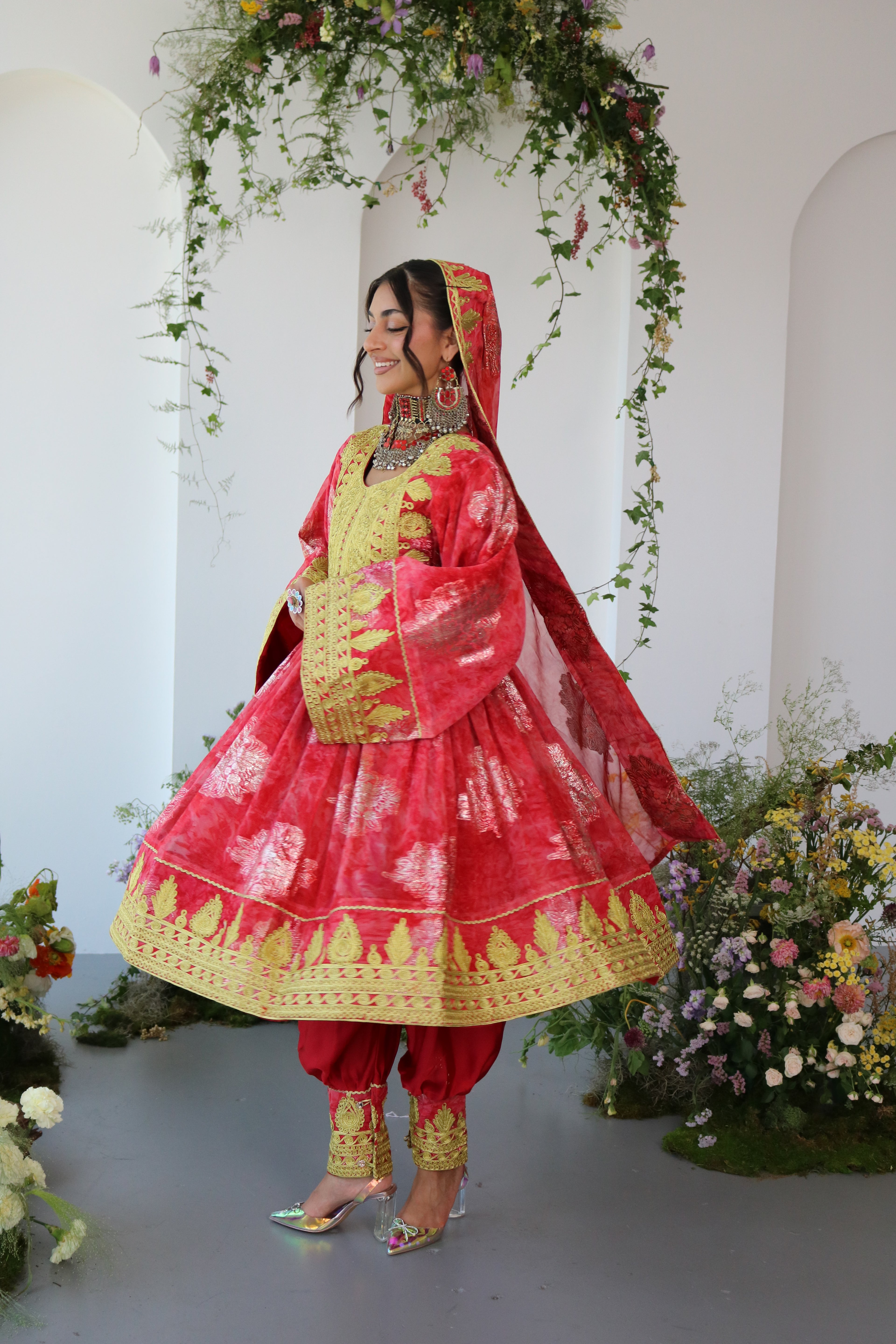 Farah Afghan Kuchi Dress (red)