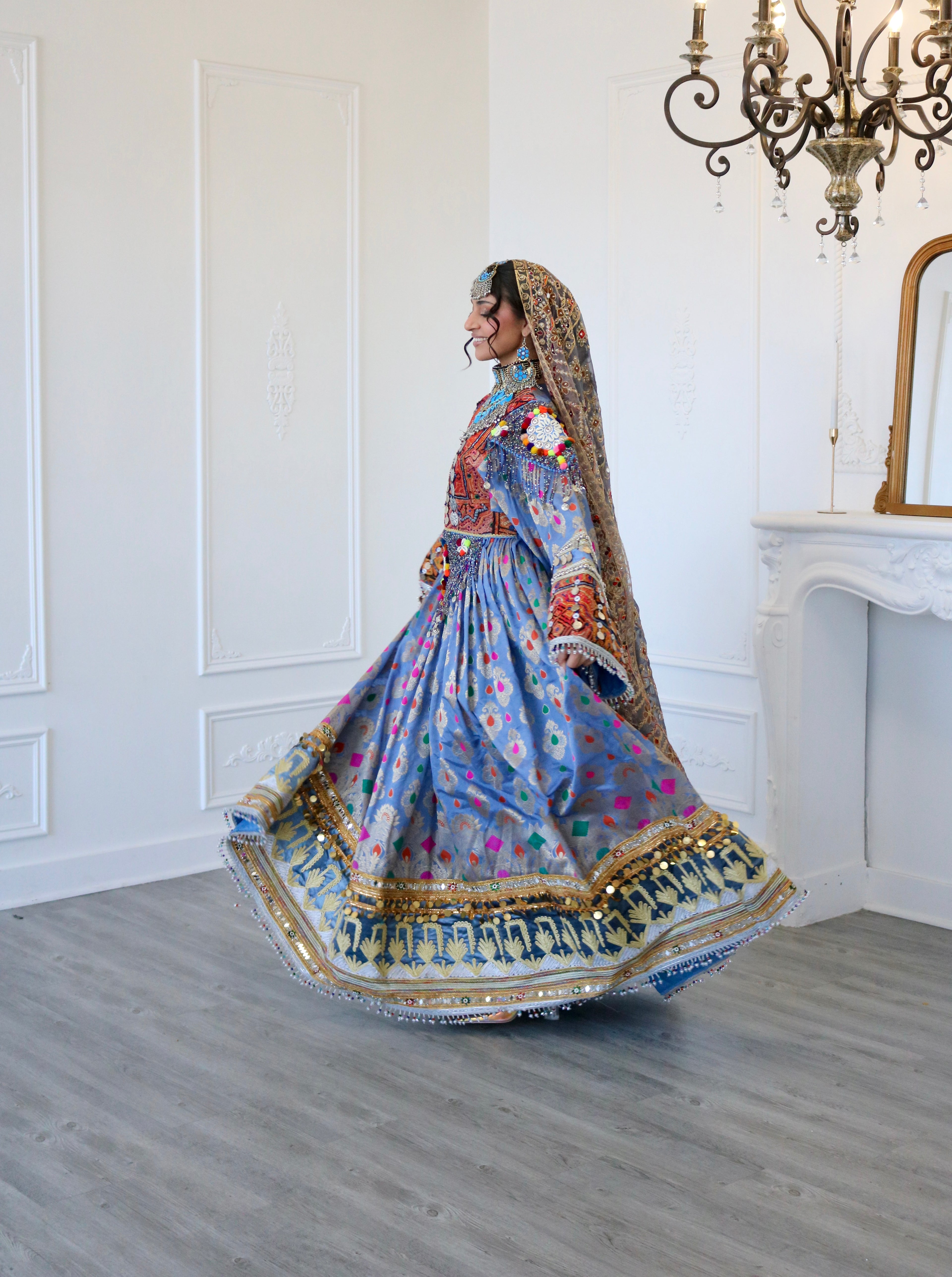 Mursal Afghan Kuchi Dress (blue/gray)