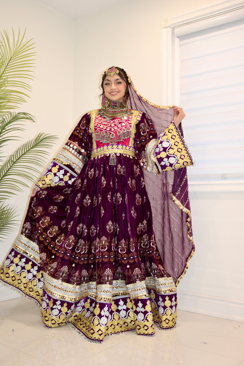 Muska Afghan Kuchi Dress (purple)