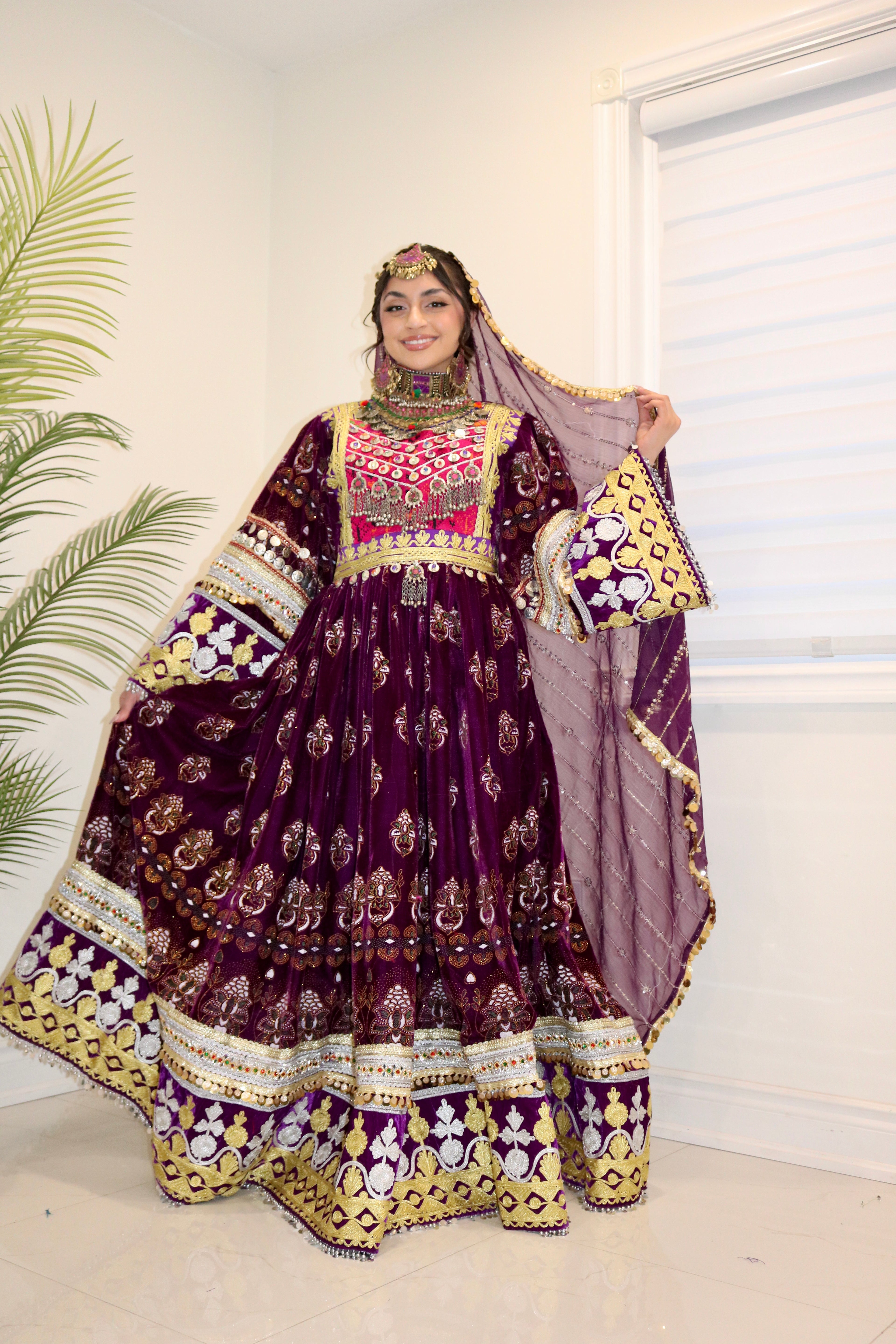 Muska Afghan Kuchi Dress (purple)