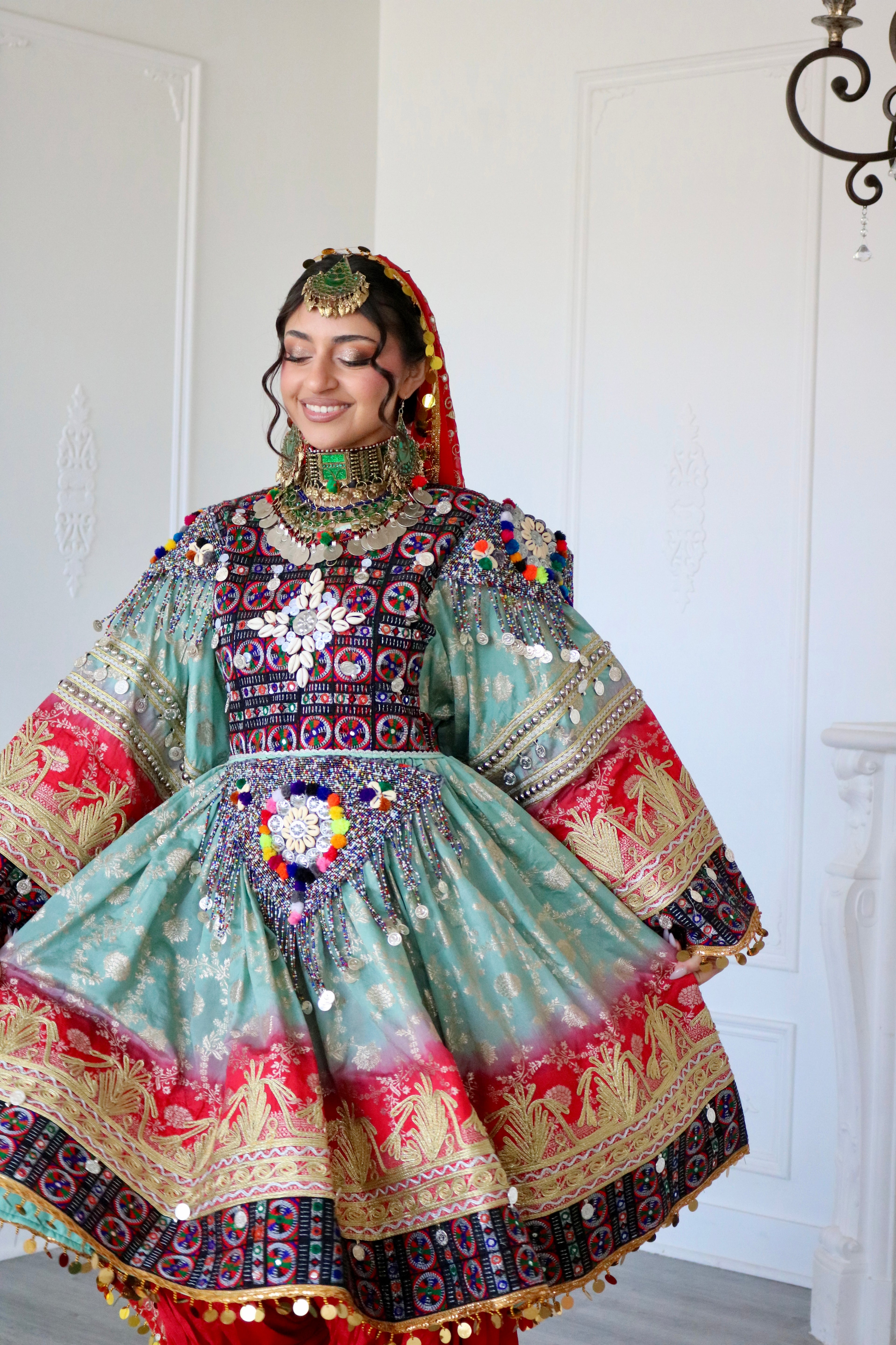 Afghan Kuchi Dress (blue/red)