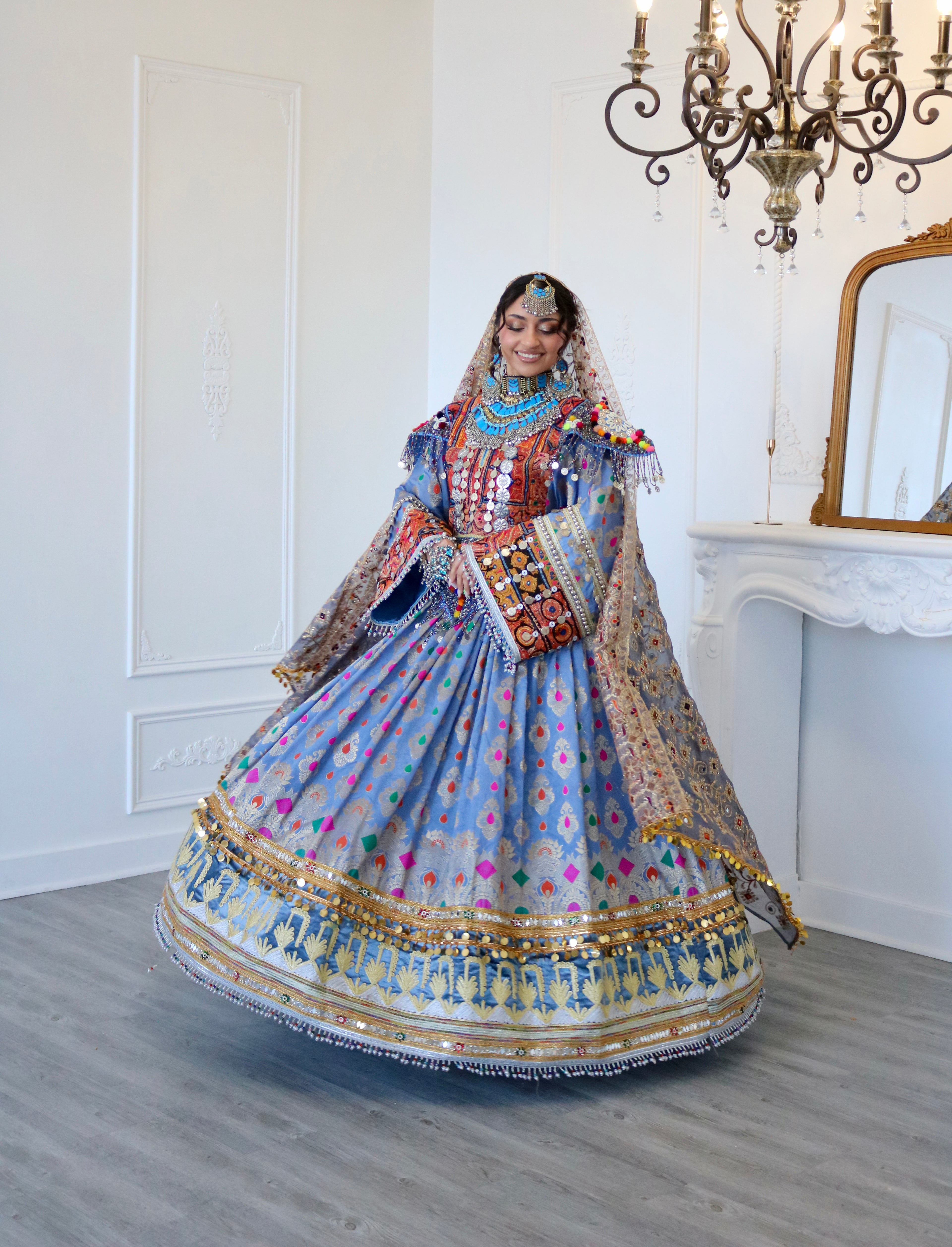 Mursal Afghan Kuchi Dress (blue/gray)