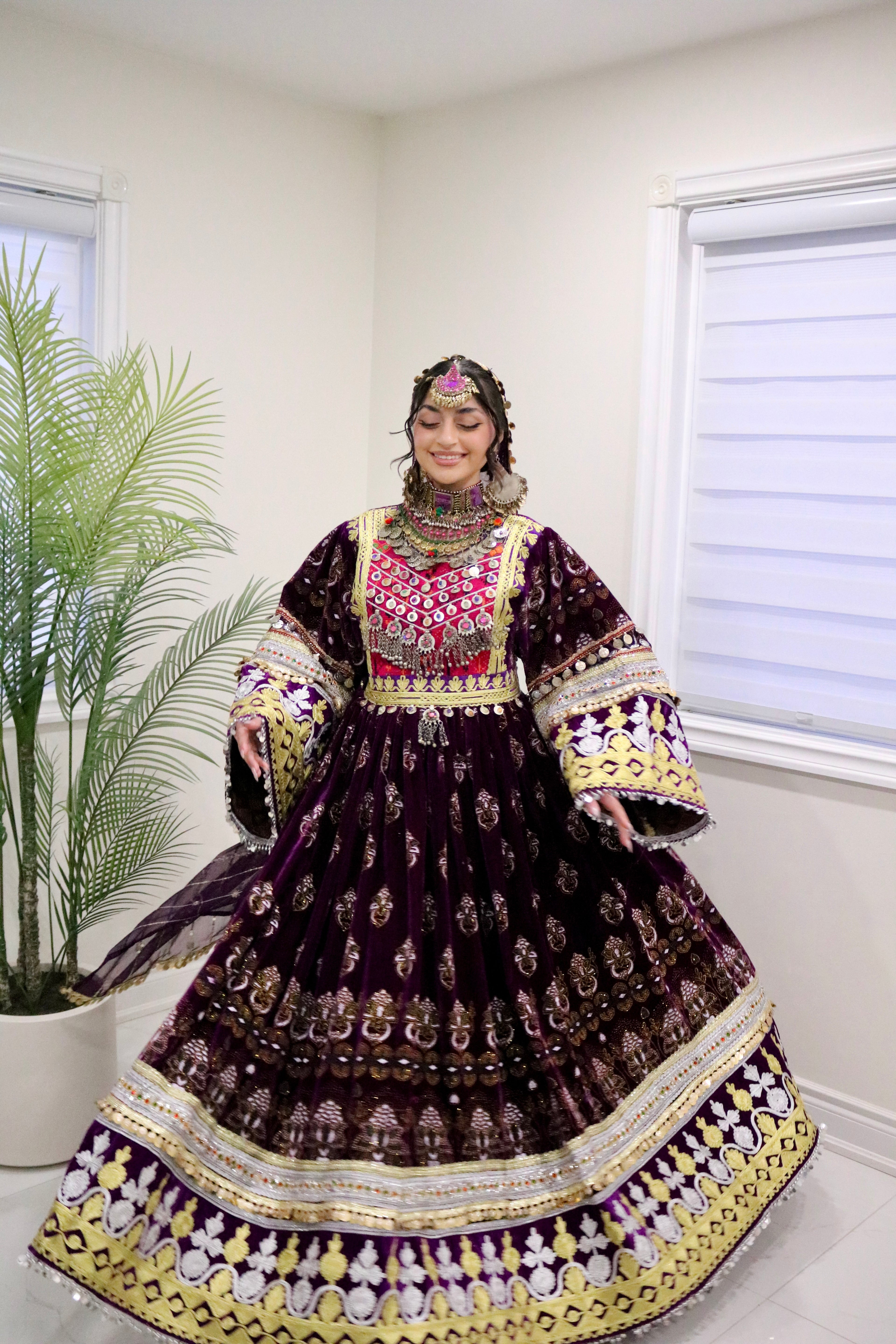 Muska Afghan Kuchi Dress (purple)