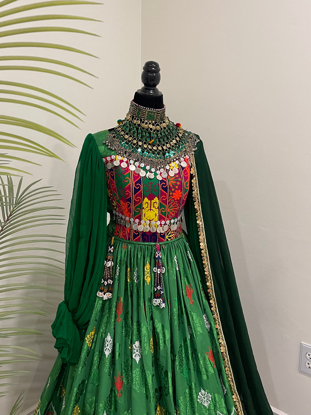Nelofar Afghan Kuchi Dress -Green