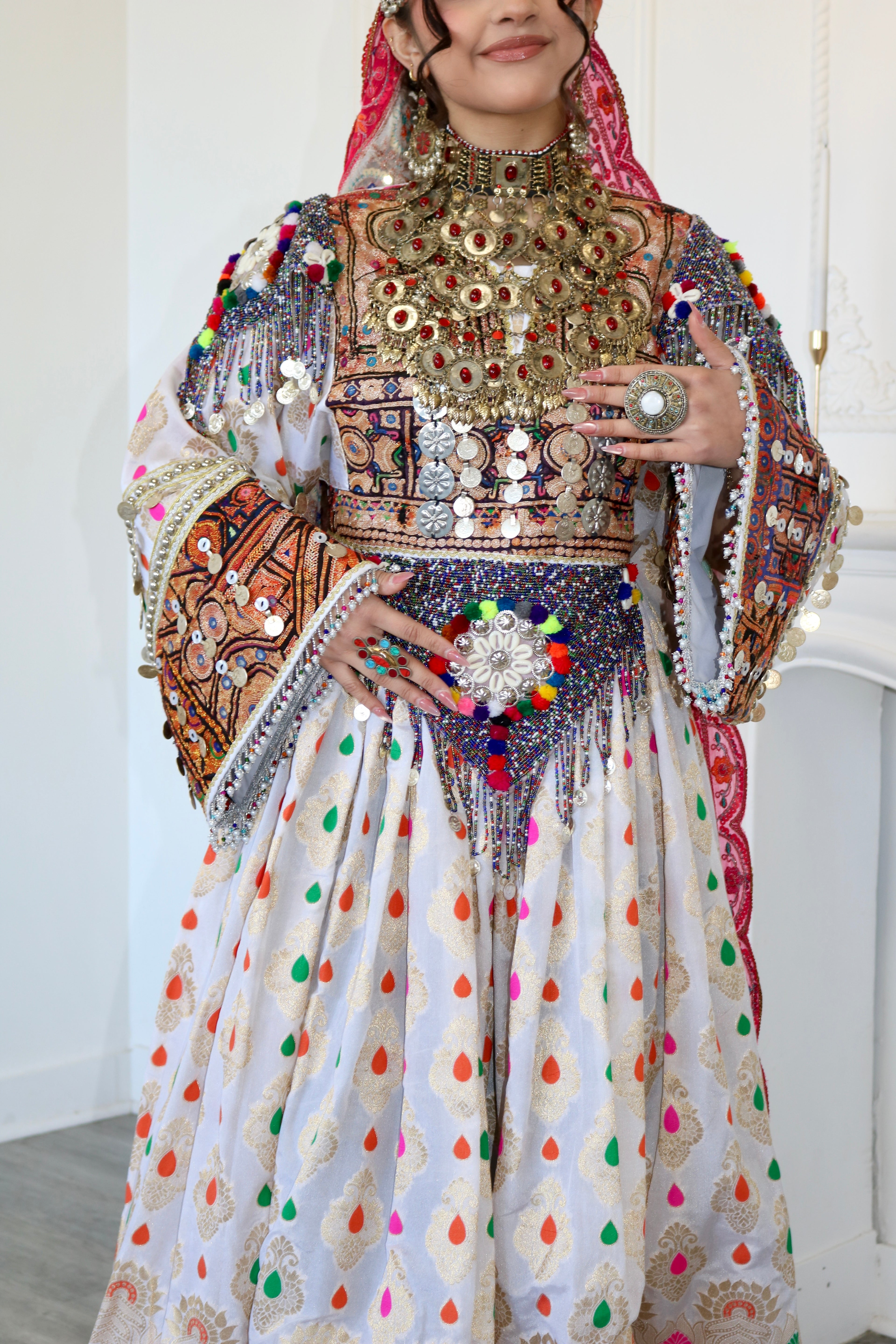 Mursal Afghan Kuchi Dress (white)