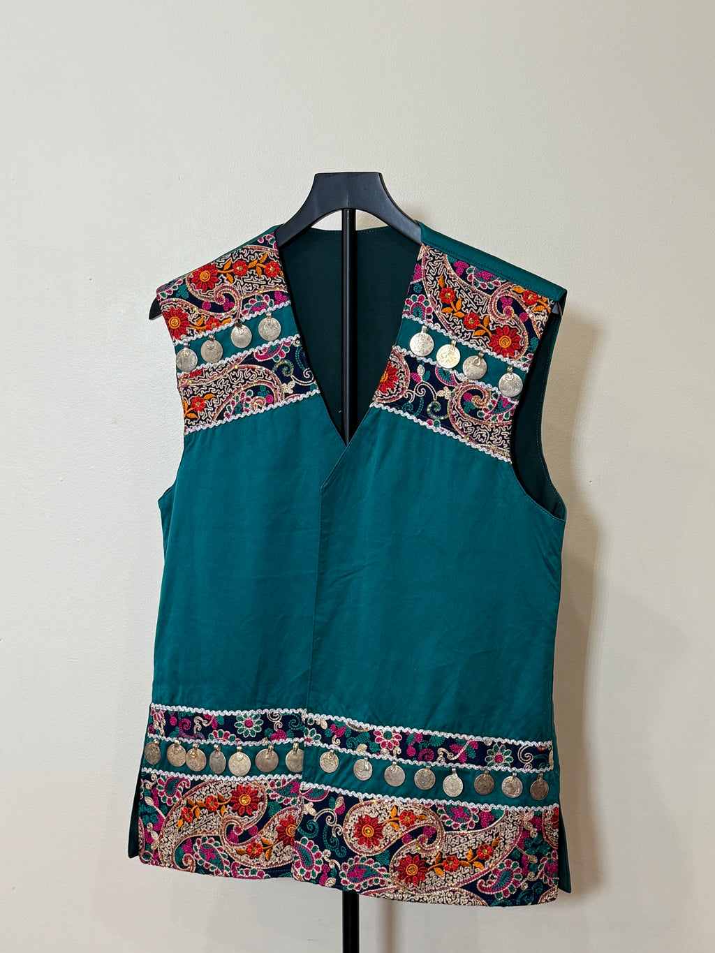 Afghan Kuchi Dress vest sea green